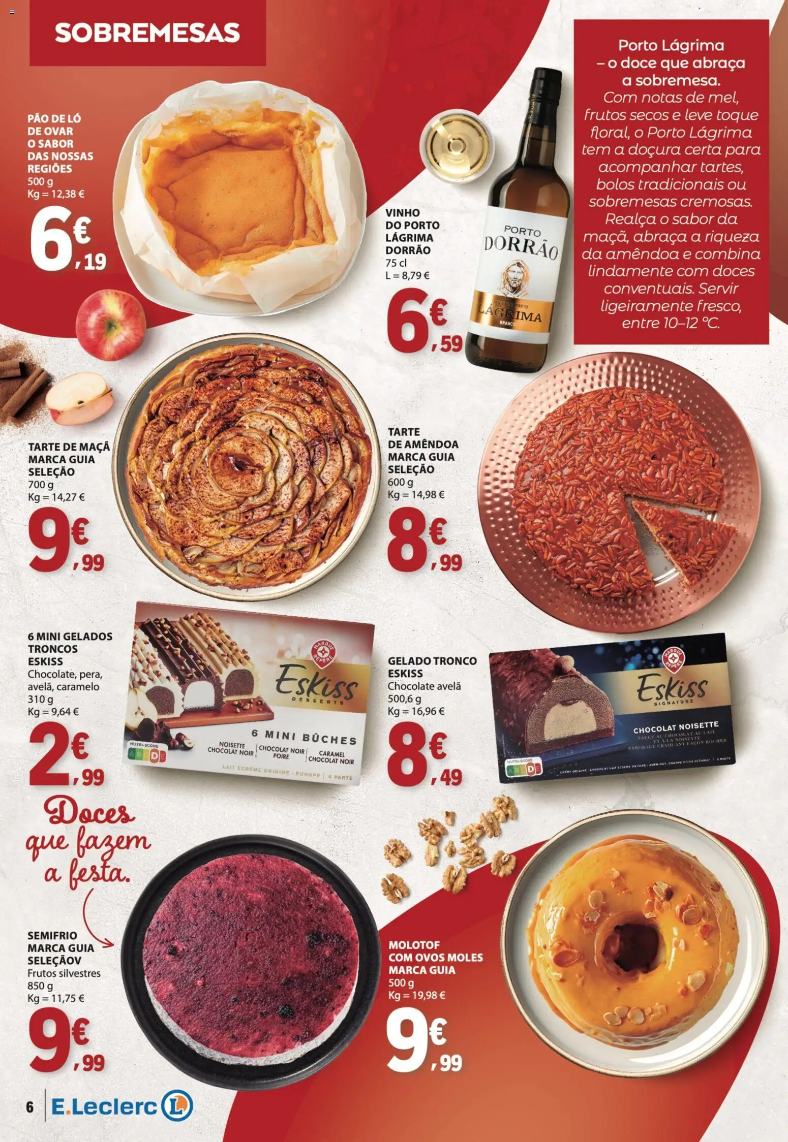 E.Leclerc folheto │ válido de 01.12.2025 | Página: 6 | Produtos: Gelado, Pão, Chocolate, Tarte