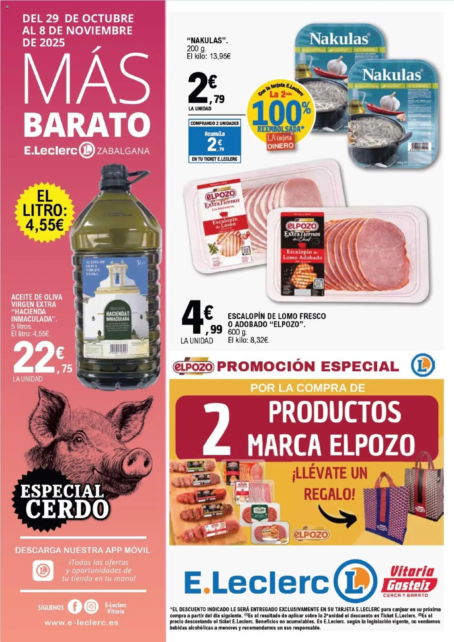 E.Leclerc folleto │ válido desde el 29.10.2025 | Página: 1 | Productos: Aceite, Cerdo, Aceite de oliva, Aceite de oliva virgen extra