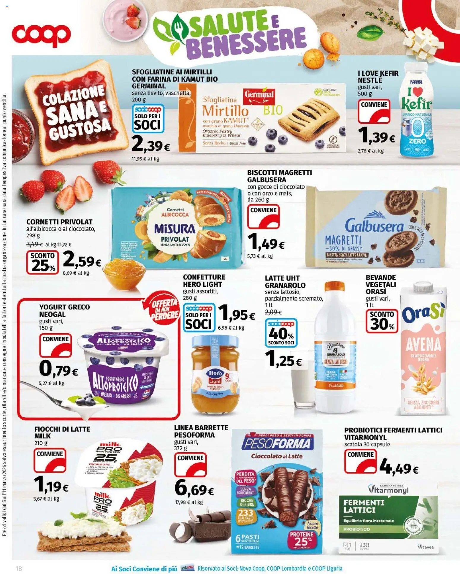 Volantino COOP del 05.03.2026 | Pagina: 18 | Prodotti: Yogurt, Cioccolato, Fiocchi di latte, Farina
