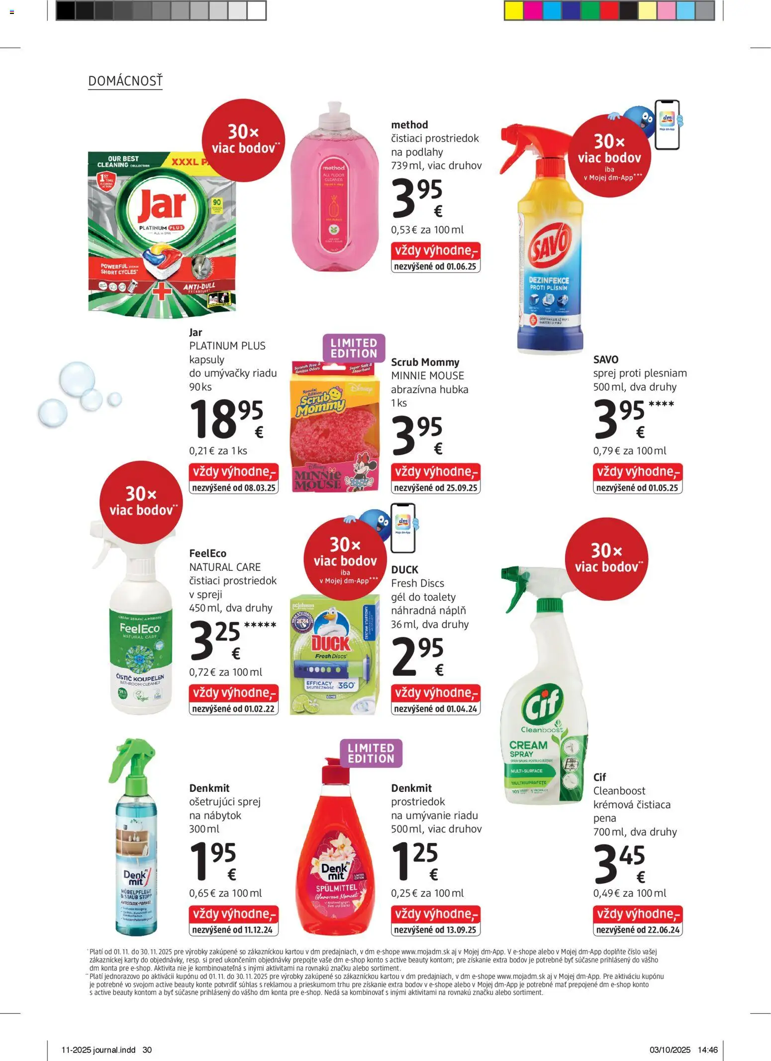 Nové dm drogerie akcie – leták je platný od 01.11.2025 | Strana: 30 | Produkty: Nábytok, Savo, Prostriedok na umývanie riadu, Cif