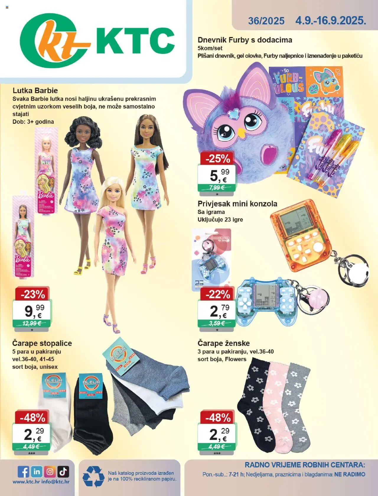 KTC katalog | vrijedi od 04.09.2025 | Stranica: 1 | Proizvodi: Barbie, Lutka, Čarape
