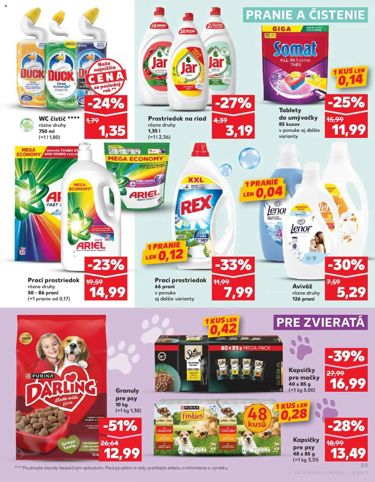Nové Kaufland akcie – leták je platný od 05.03.2026 | Strana: 59 | Produkty: Friskies, Ariel, Jar, Lenor