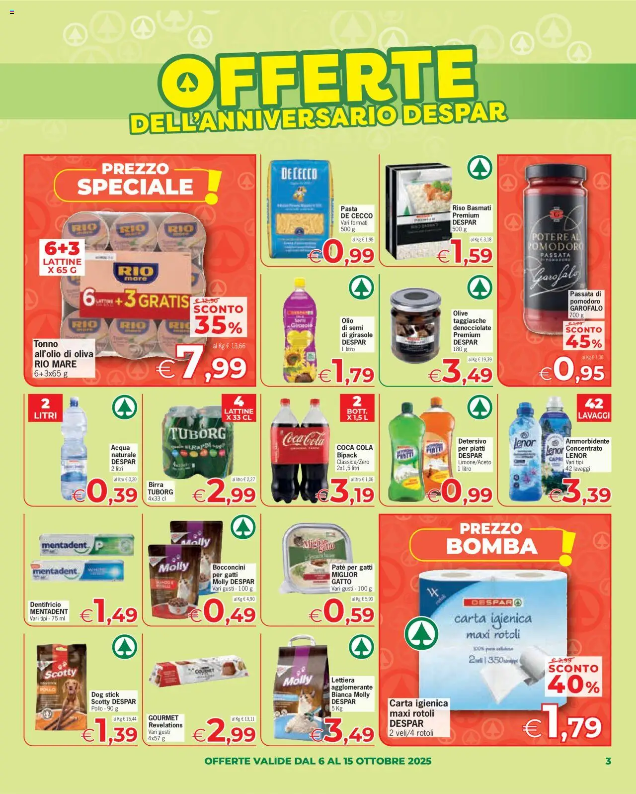 Volantino Eurospar del 06.10.2025 | Pagina: 3 | Prodotti: Paté, Dentifricio, Olio, Olive