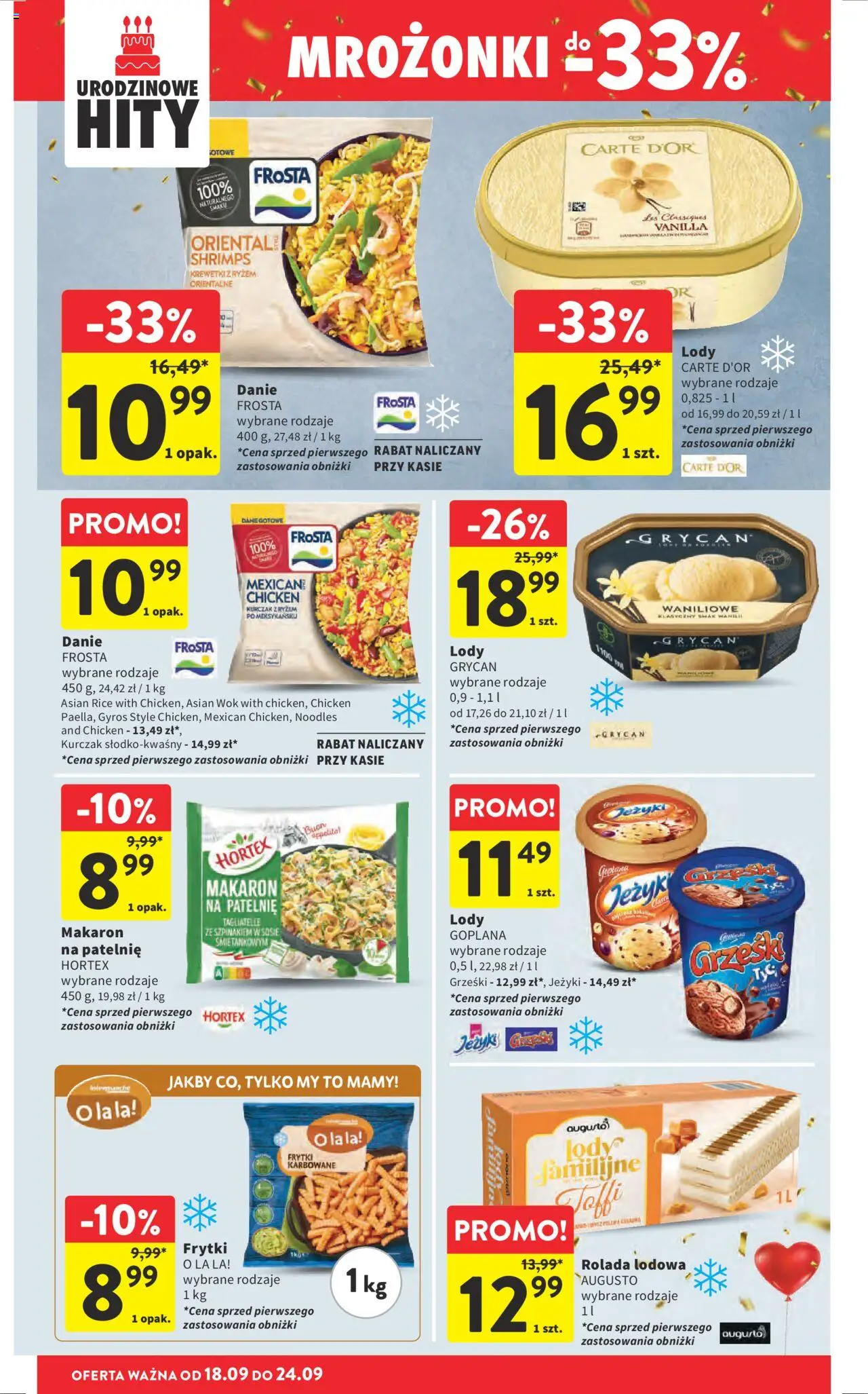 Intermarche Gazetka od 18.09.2025 | Strona: 30 | Produkty: Kurczak, Patelnie, Frytki, Lody