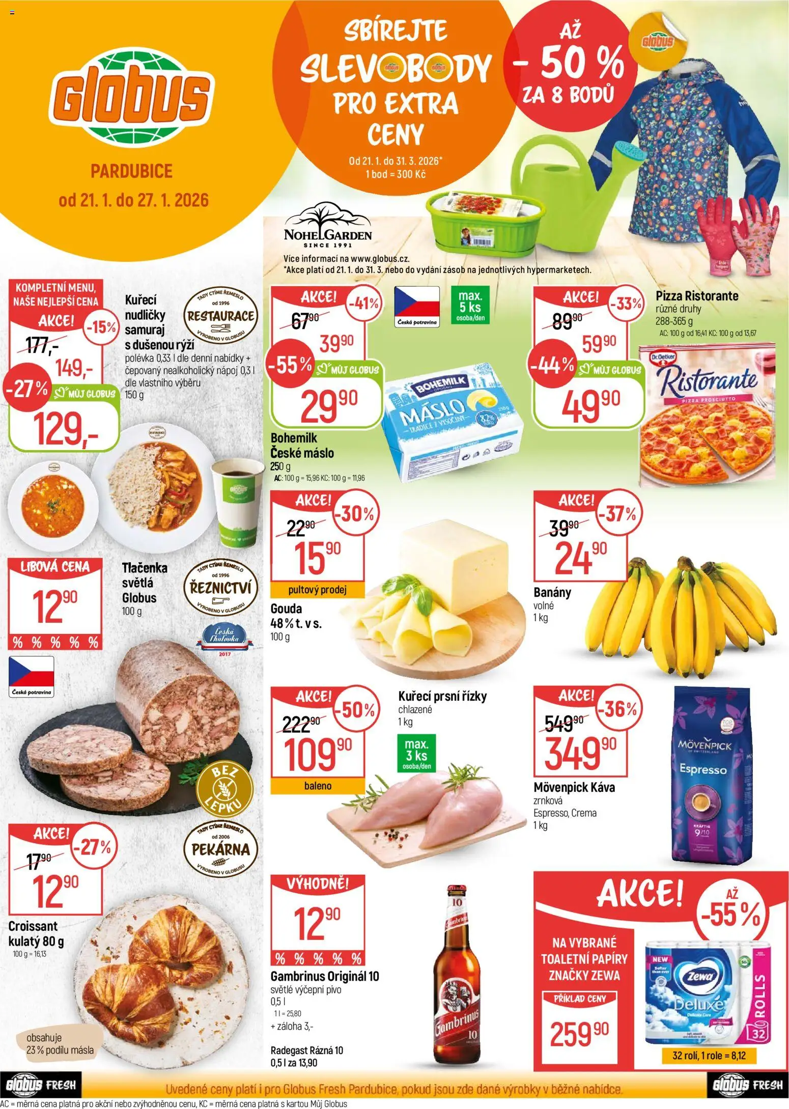 Globus leták - Pardubice od 21.01.2026 | Strana: 1 | Produkty: Máslo, Pivo, Croissant, Gambrinus