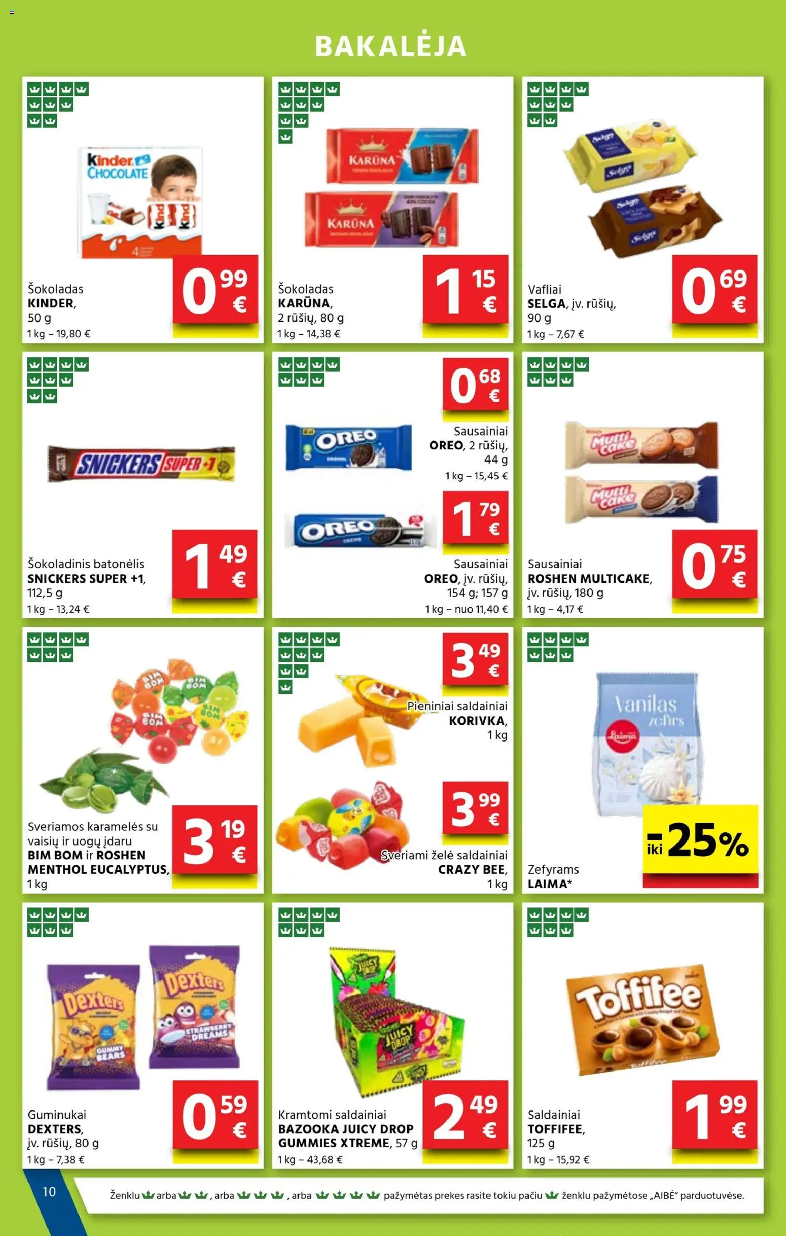 AIBE akcijos nuo 22.01.2026 | Puslapis: 10 | Prekių: Sausainiai, Šokoladas, Šokoladinis batonėlis, Saldainiai