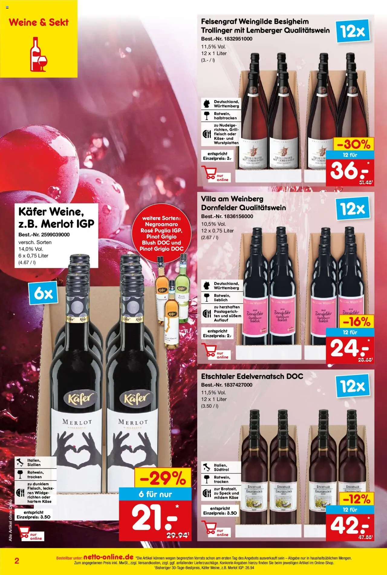 Netto Marken-Discount Online-Angebote Oktober – gültig ab 01.10.2025 | Seite: 2 | Produkte: Grill, Käse, Sekt, Merlot