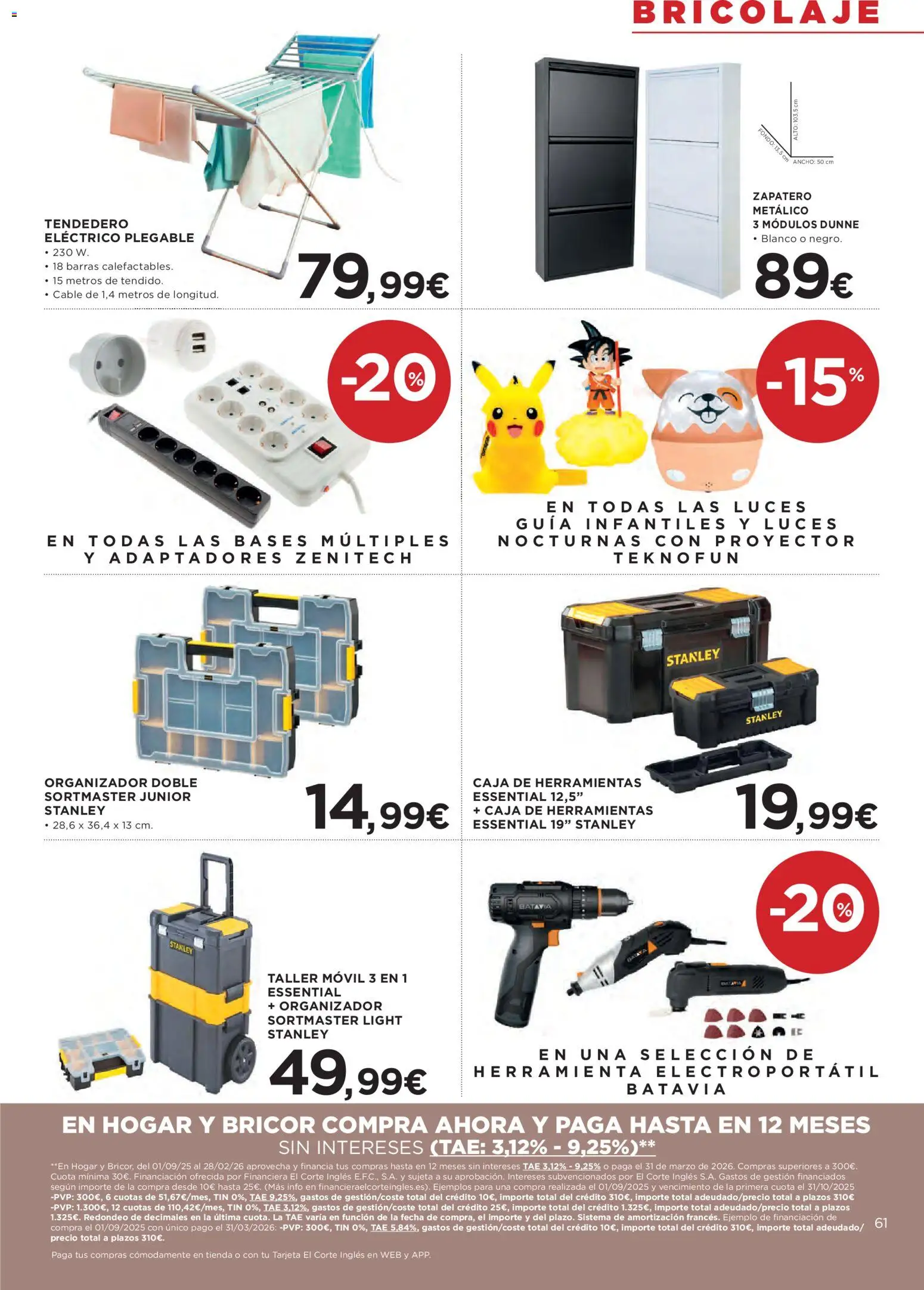 Hipercor catálogo │ válido desde el 07.01.2026 | Página: 61 | Productos: Zapatero, Tendedero, Cable, Caja