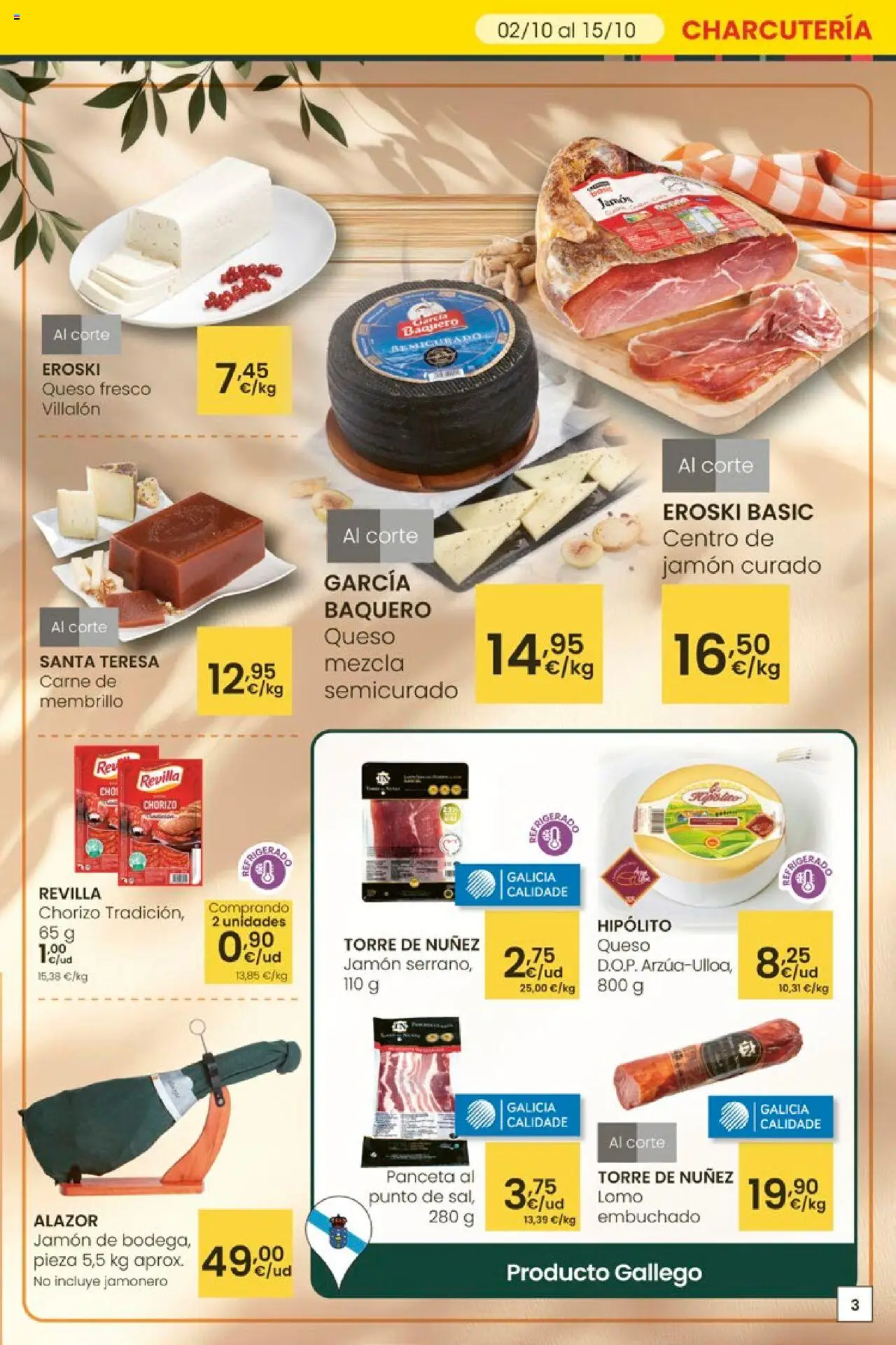 Eroski - Aliprox │ válido desde el 02.10.2025 | Página: 3 | Productos: Queso, Ηλεκτρικός φούρνος, Jamón, Queso fresco