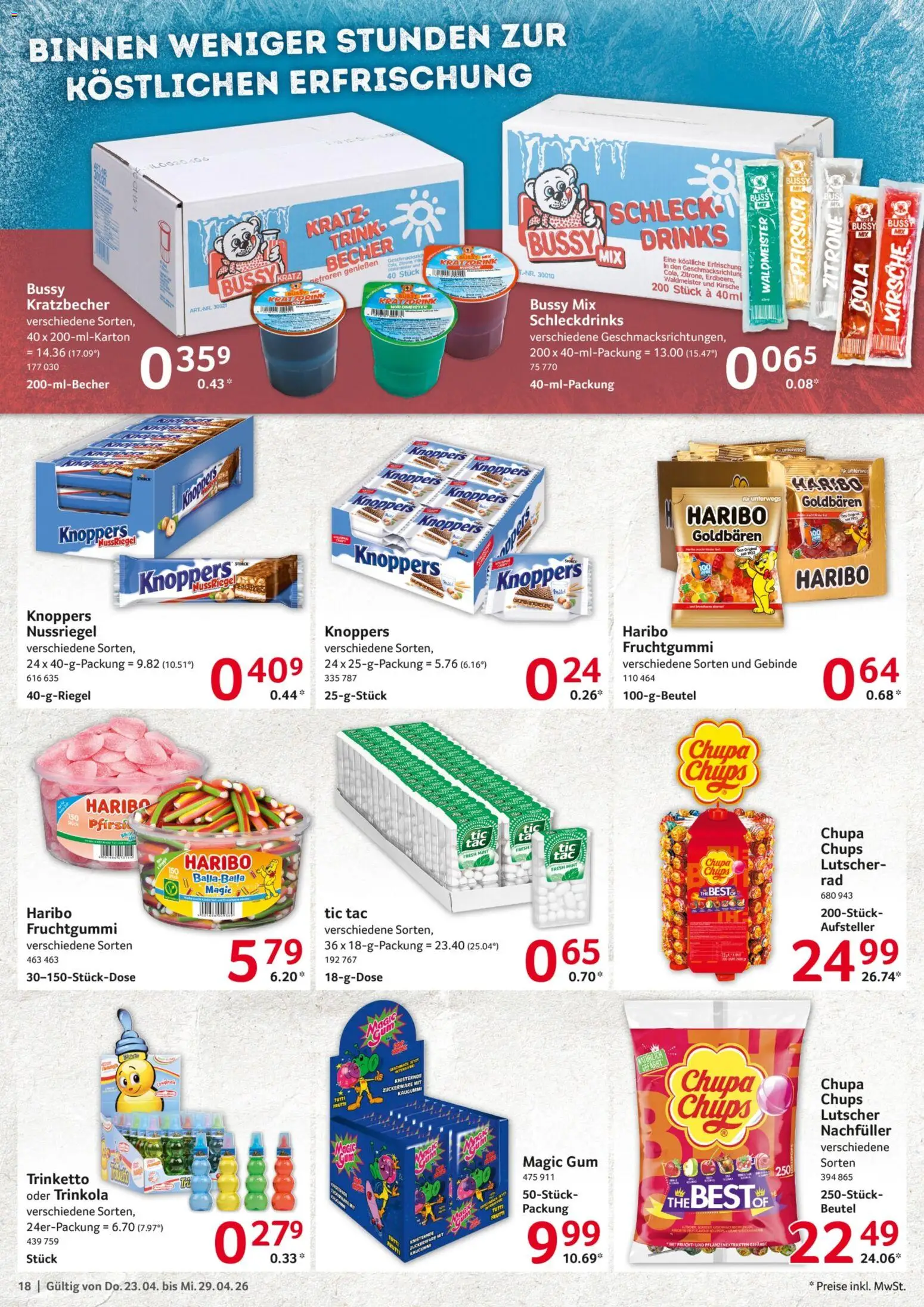 Selgros Prospekt 	 – gültig ab 23.04.2026 | Seite: 18 | Produkte: Haribo, Cola, Zitrone, Knoppers