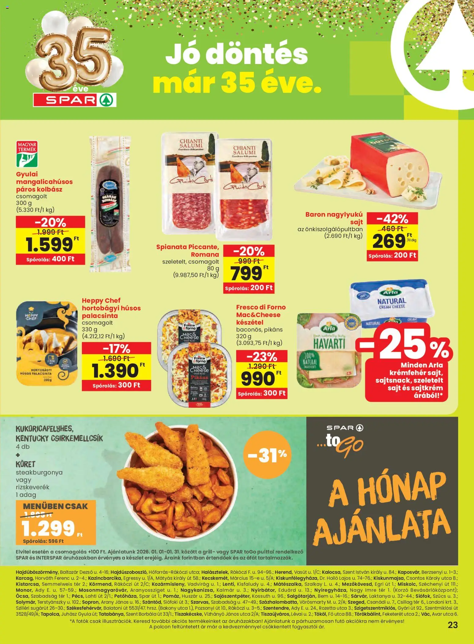 Spar akciós ujság - amely érvényes a következő dátumtól: 08.01.2026 | Oldal: 4 | Termékek: Kolbász, Grill, Sajt, Szeletelt sajt