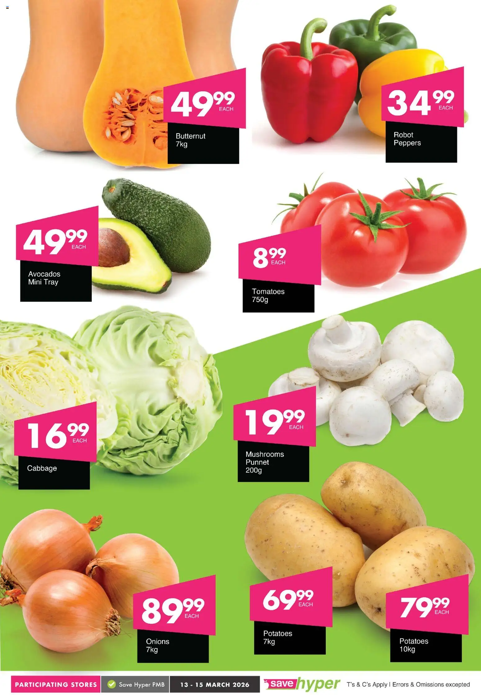 New Save catalogue – valid from 13.03.2026 | Page: 2 | Products: Mushrooms, Tray, Tomatoes, Onions