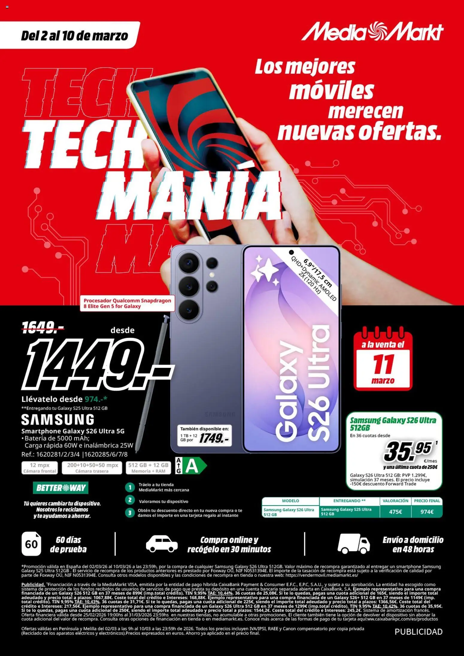 Media Markt folleto │ válido desde el 02.03.2026 | Página: 34 | Productos: Smartphone Samsung, Té, Smartphone, Cámara
