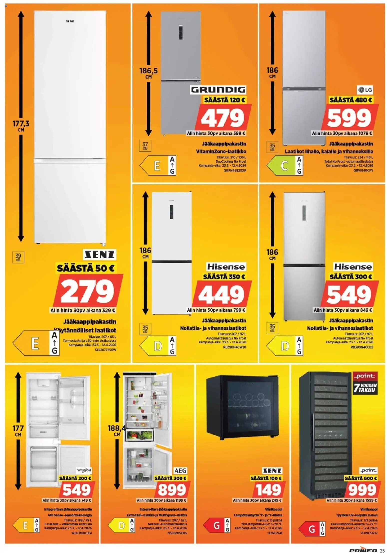 Power tarjoukset – voimassa 23.03.2026 alkaen | Sivu: 26 | Tuotteet: Kaappipakastin, Jääkaappipakastin