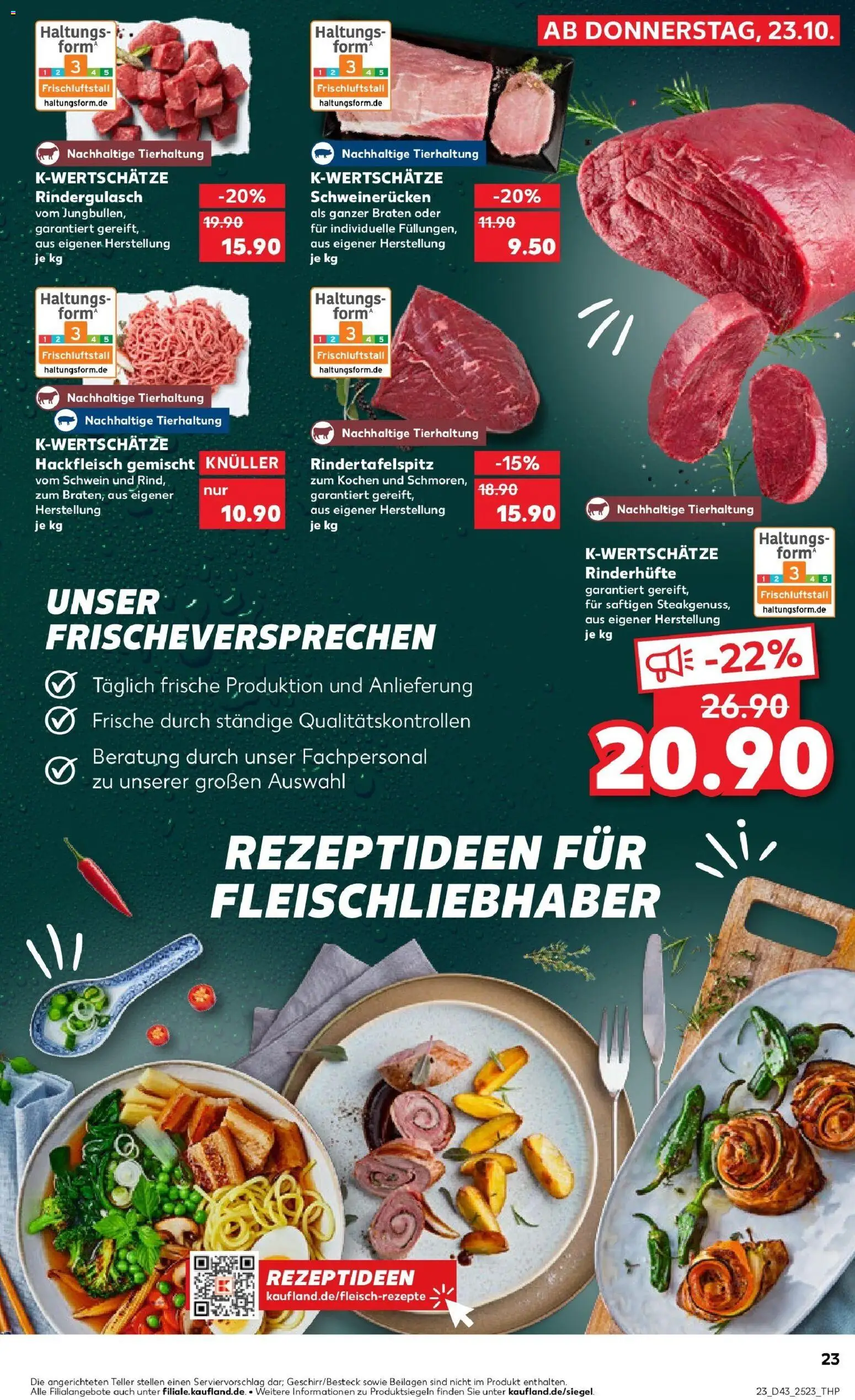 Kaufland prospekt Oppenheim	 – gültig ab 27.10.2025 | Seite: 23 | Produkte: Rindergulasch, Schweinerucken, Hackfleisch