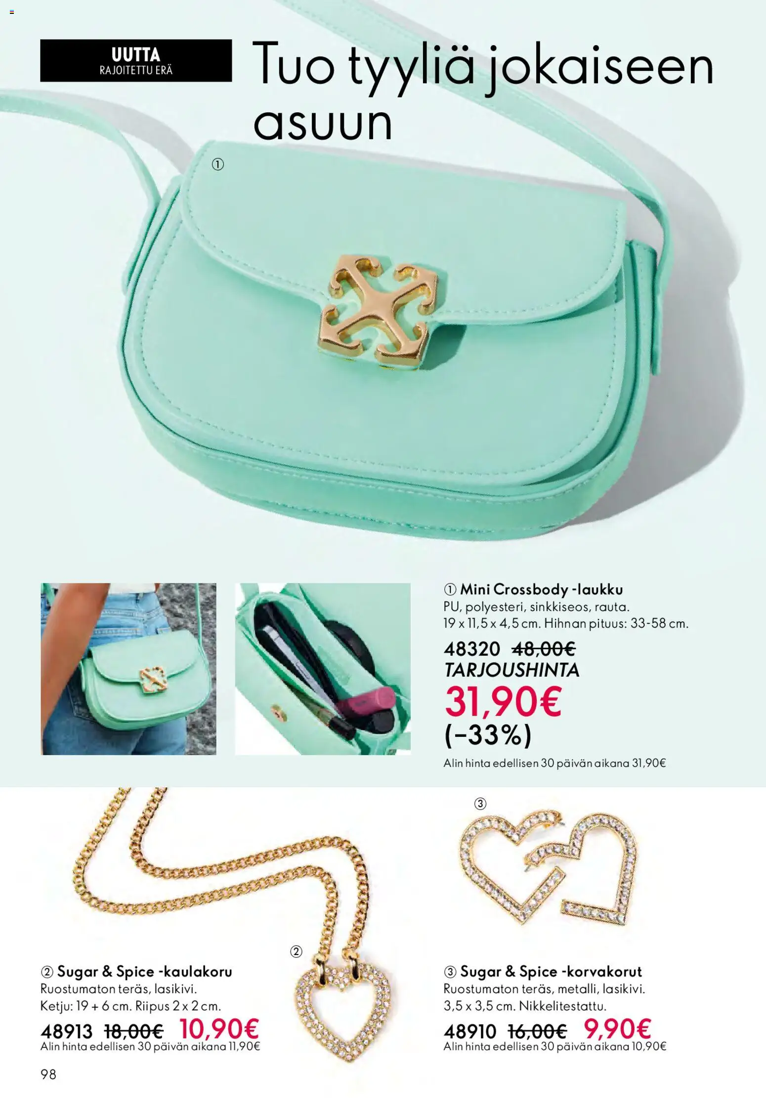 Oriflame - Esite 05 – voimassa 01.04.2026 alkaen | Sivu: 98 | Tuotteet: Laukku, Kaulakoru, Korvakorut