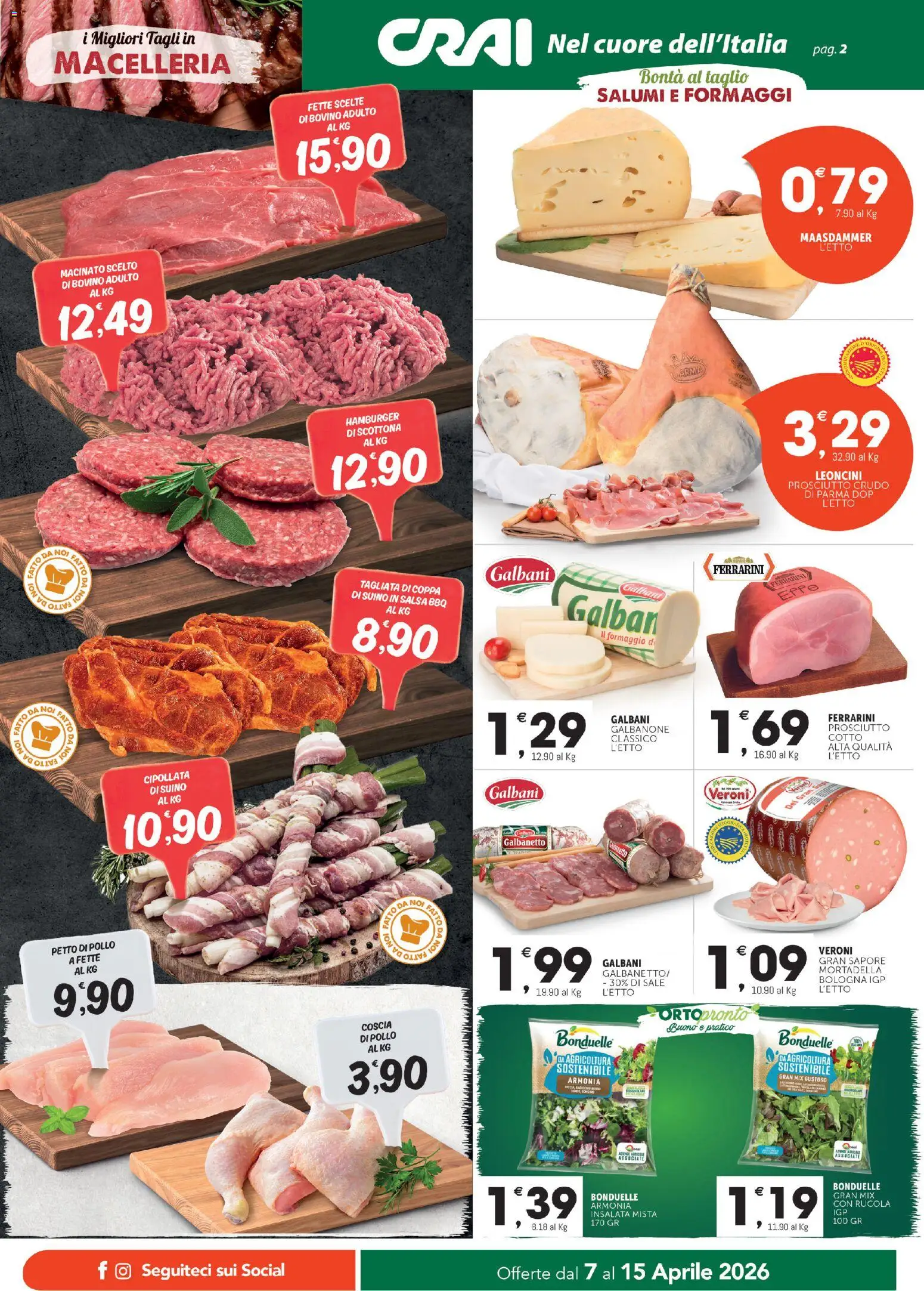 Volantino CRAI del 07.04.2026 | Pagina: 2 | Prodotti: Bovino, Pollo, Rucola, Prosciutto
