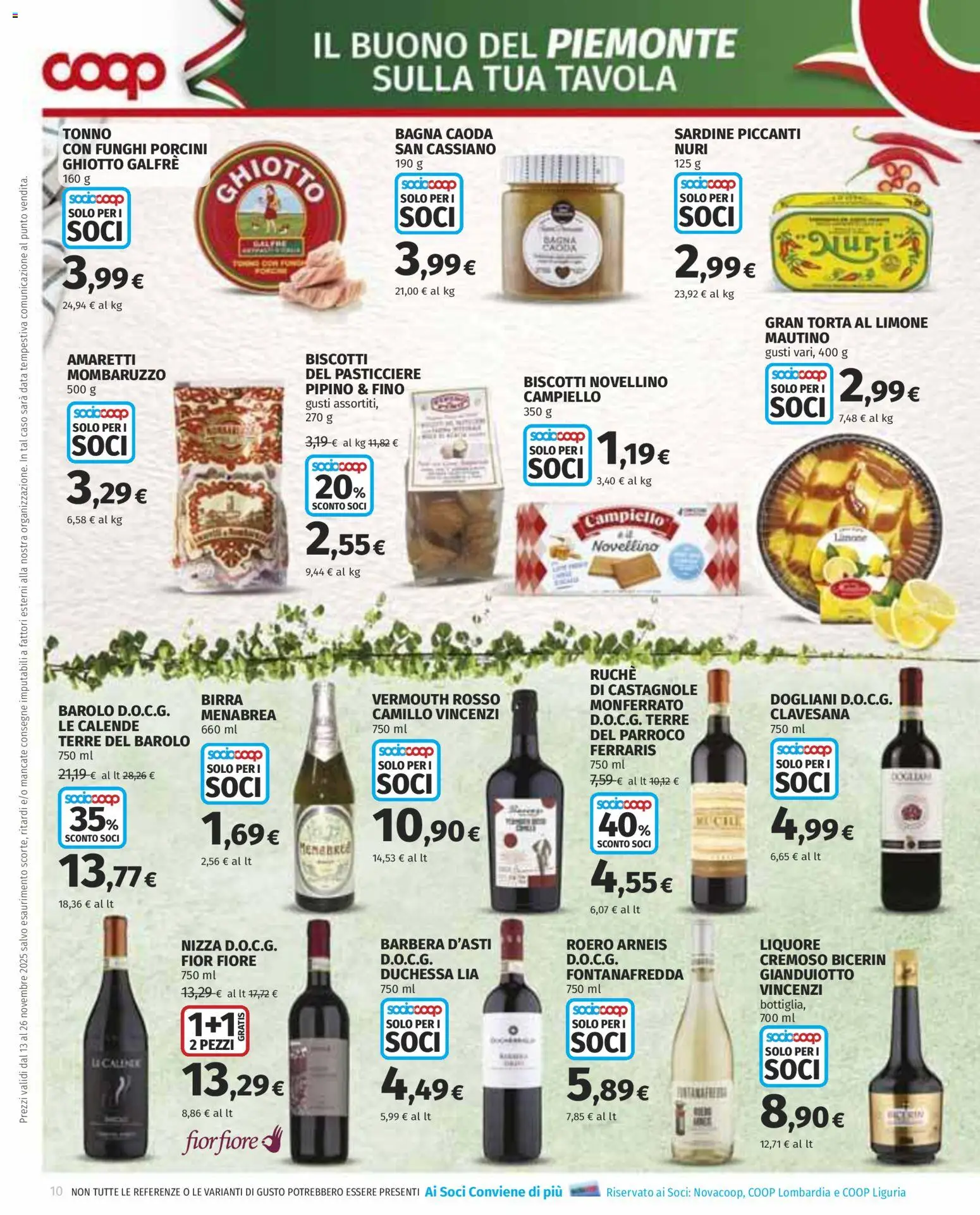 Volantino COOP del 13.11.2025 | Pagina: 10 | Prodotti: Birra, Data, Torta, Liquore