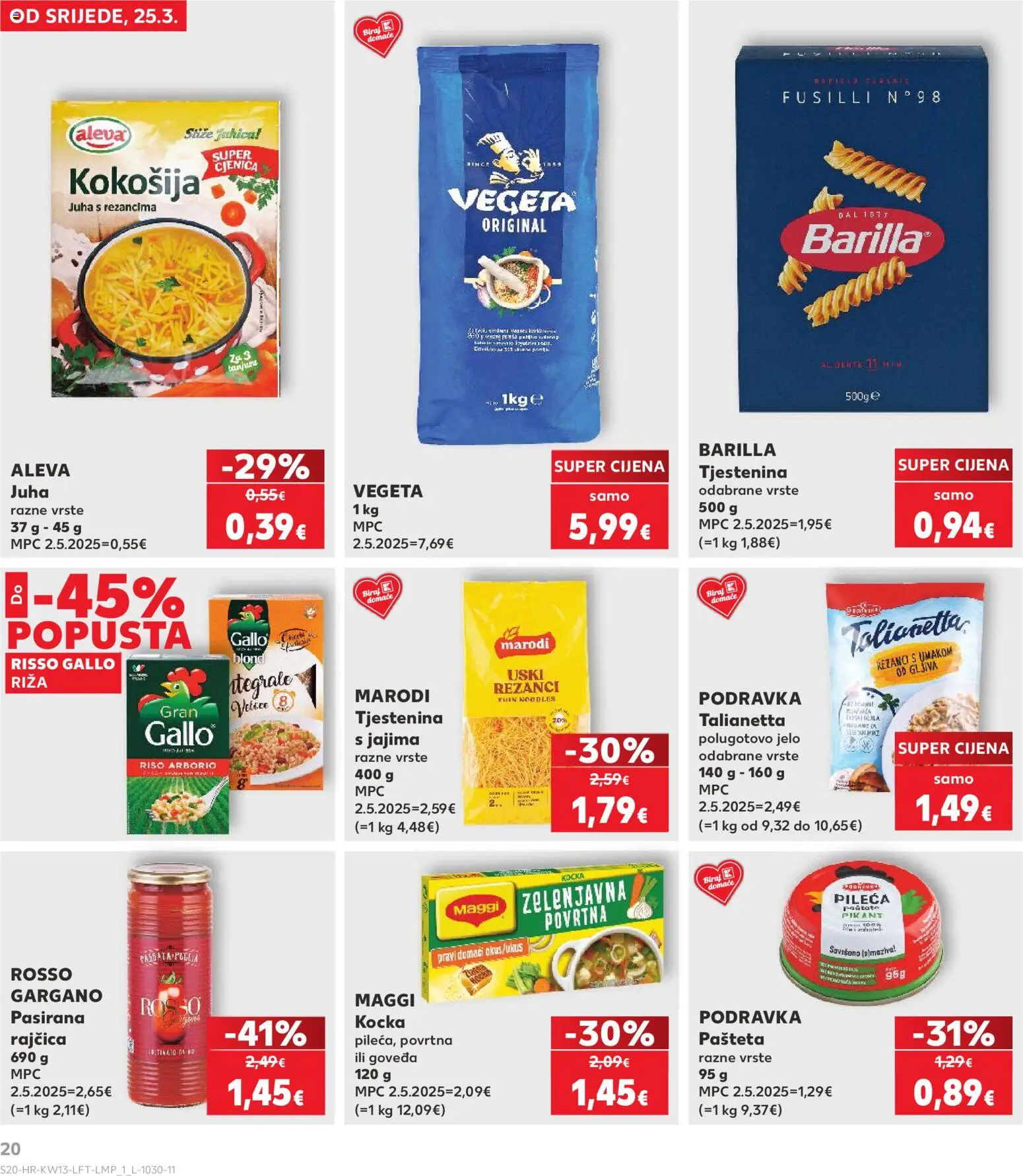 Kaufland katalog | vrijedi od 25.03.2026 | Stranica: 20 | Proizvodi: Tjestenina, Pašteta, Juha, Barilla