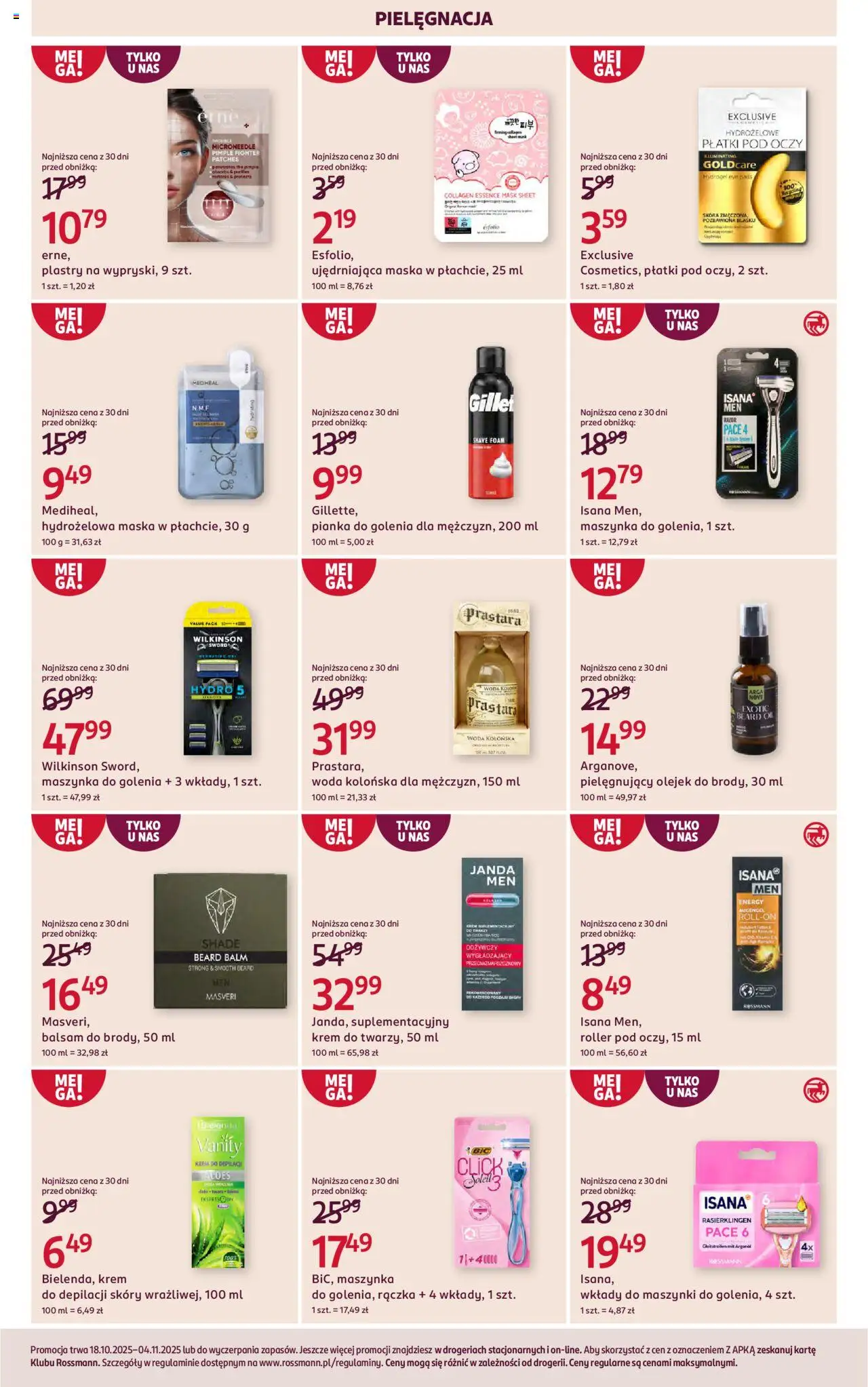Rossmann Gazetka od 18.10.2025 | Strona: 8 | Produkty: Maszynka do golenia, Maska, Pianka do golenia, Płatki