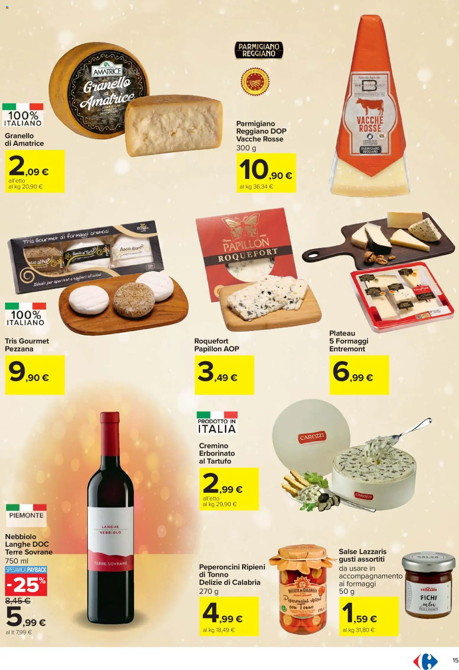 Volantino Carrefour del 27.11.2025 | Pagina: 15 | Prodotti: Tartufo, Pepe, Parmigiano reggiano, Parmigiano