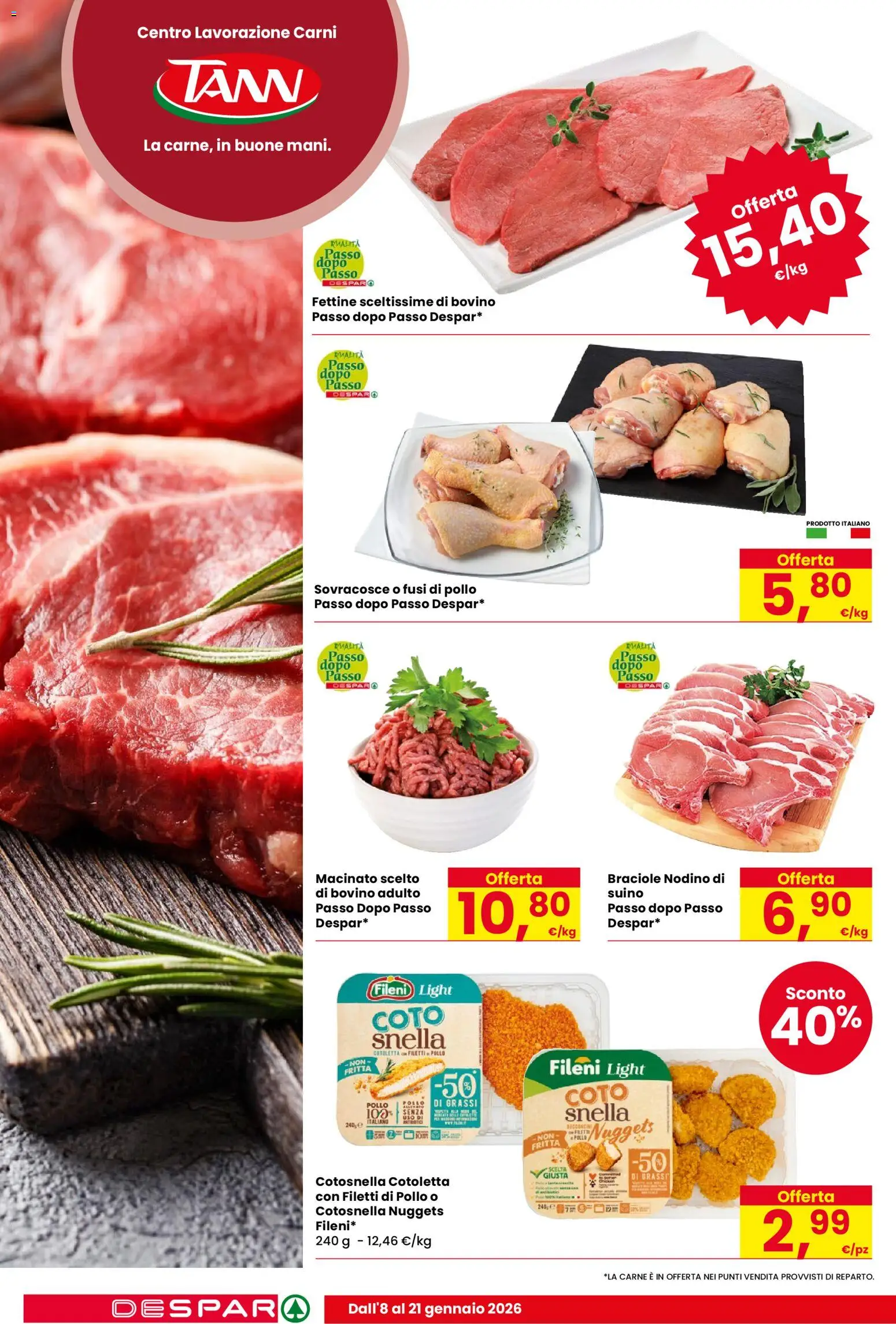 Volantino Despar del 10.01.2026 | Pagina: 6 | Prodotti: Bovino, Pollo, Nuggets, Macinato