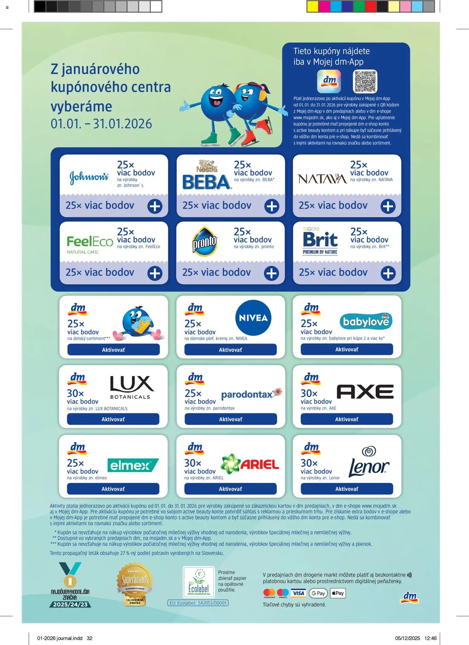 Nové dm drogerie akcie – leták je platný od 01.01.2026 | Strana: 32 | Produkty: Nivea, Ariel, Beba, Lenor