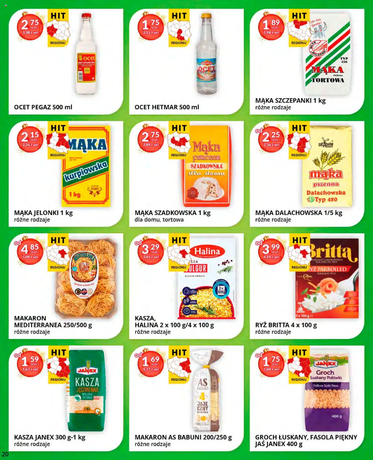 Eurocash Gazetka od 15.12.2025 | Strona: 20 | Produkty: Groch, Bulgur, Ryż, Makaron