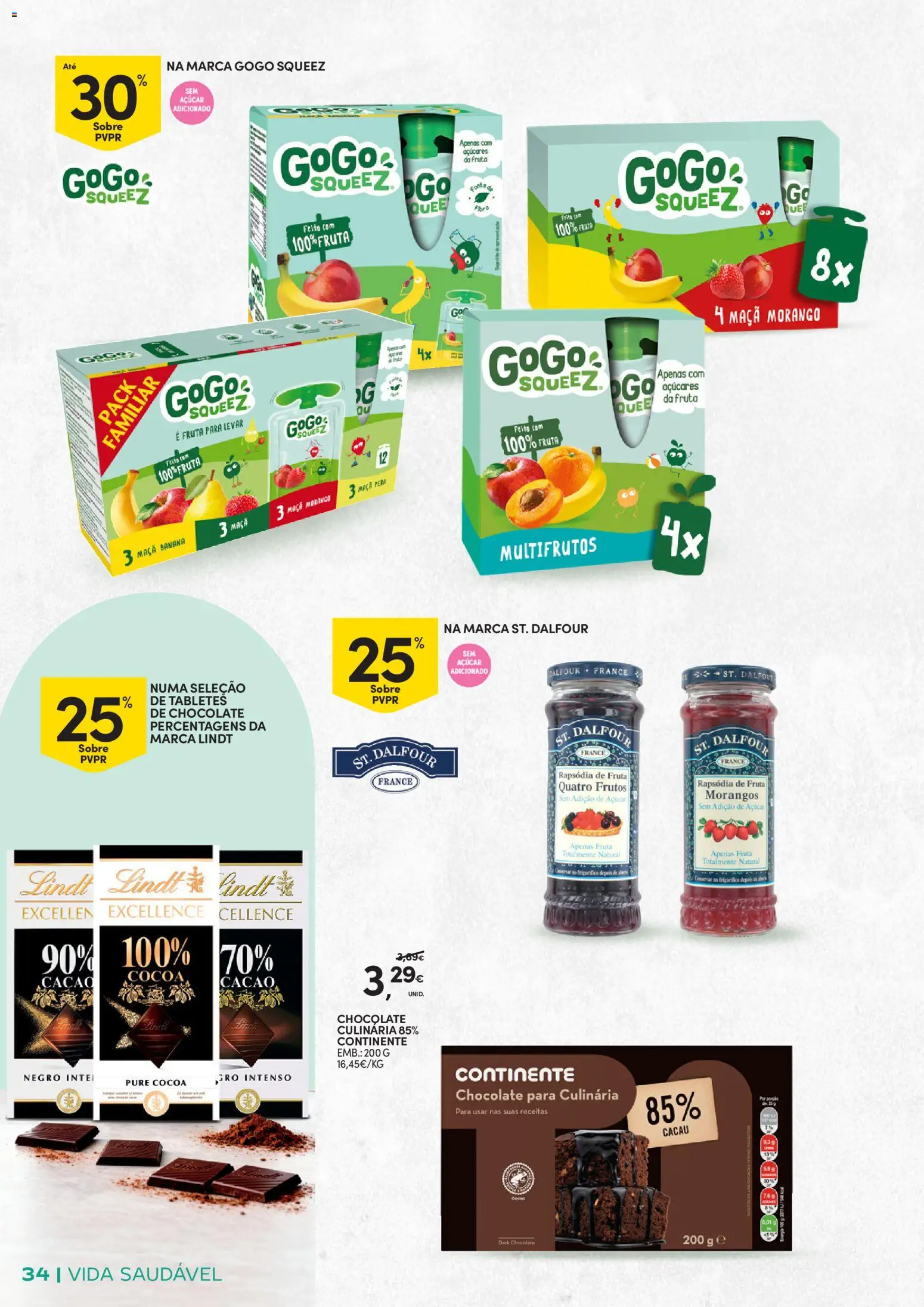 Continente - Vida Saudável: Passe a comer melhor │ válido de 20.01.2026 | Página: 34 | Produtos: Banana, Maça, Chocolate, Açúcar