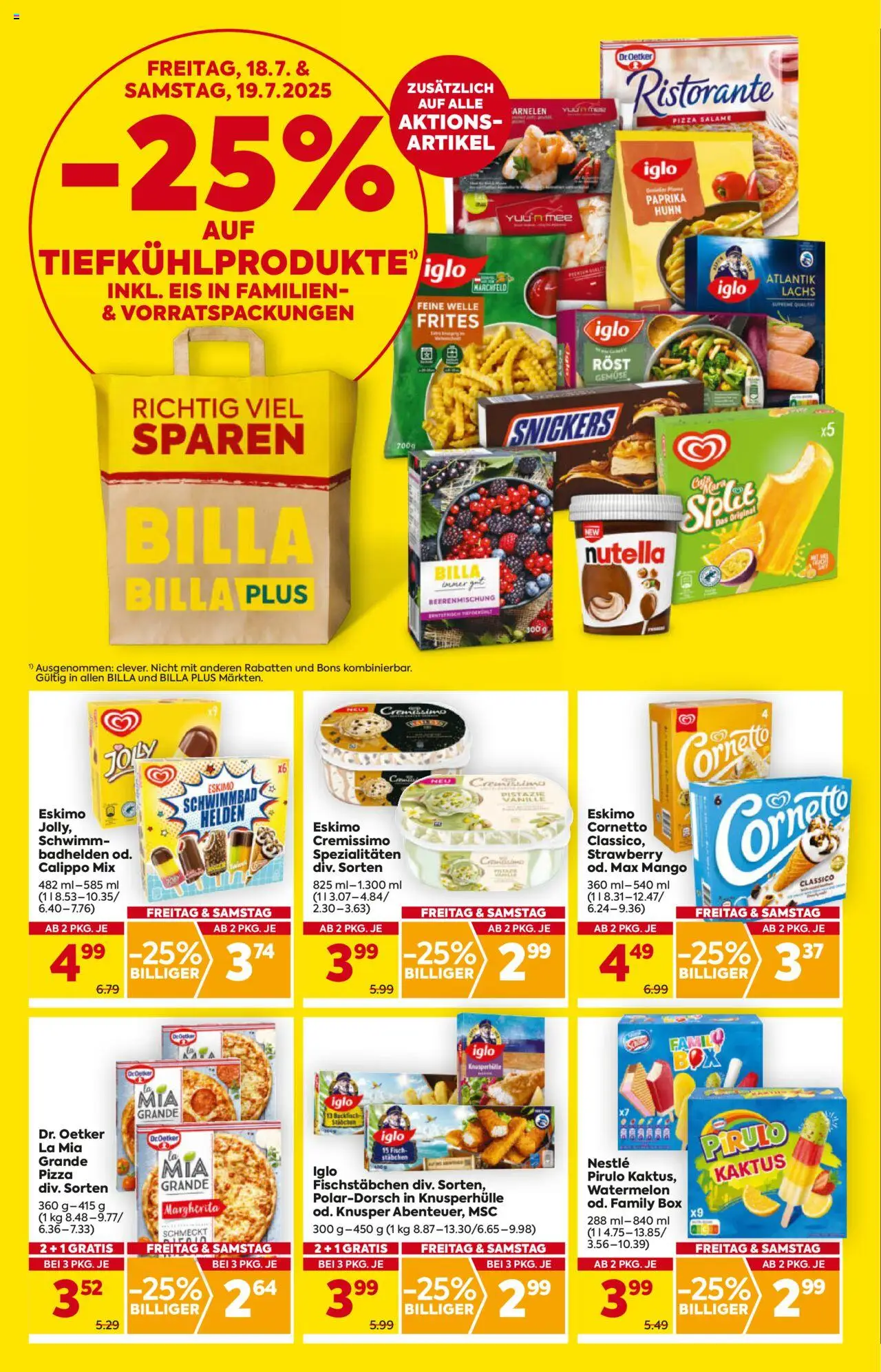 Billa AT akciós ujság - amely érvényes a következő dátumtól: 17.07.2025 | Oldal: 2 | Termékek: Nutella, Snickers, Pizza, Mangó