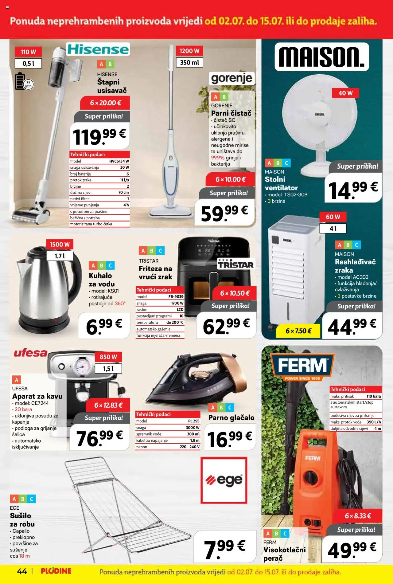Plodine katalog | vrijedi od 02.07.2025 | Stranica: 44 | Proizvodi: Usisavač, Baterija, Četka, Cijevi