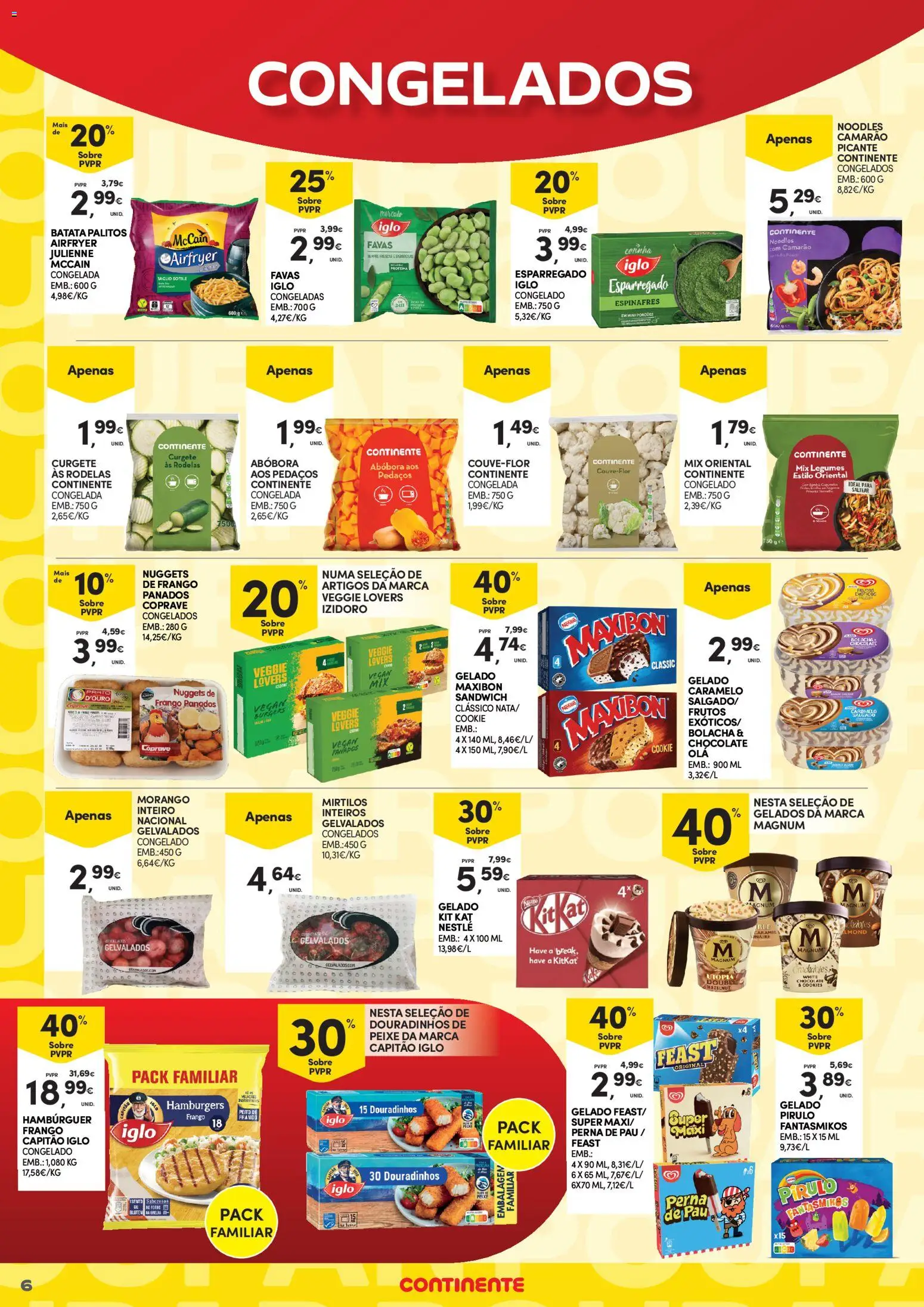 Continente - Açores Poupança para todos │ válido de 06.04.2026 | Página: 6 | Produtos: Nuggets de frango, Feast gelado, Chocolate, Mirtilos
