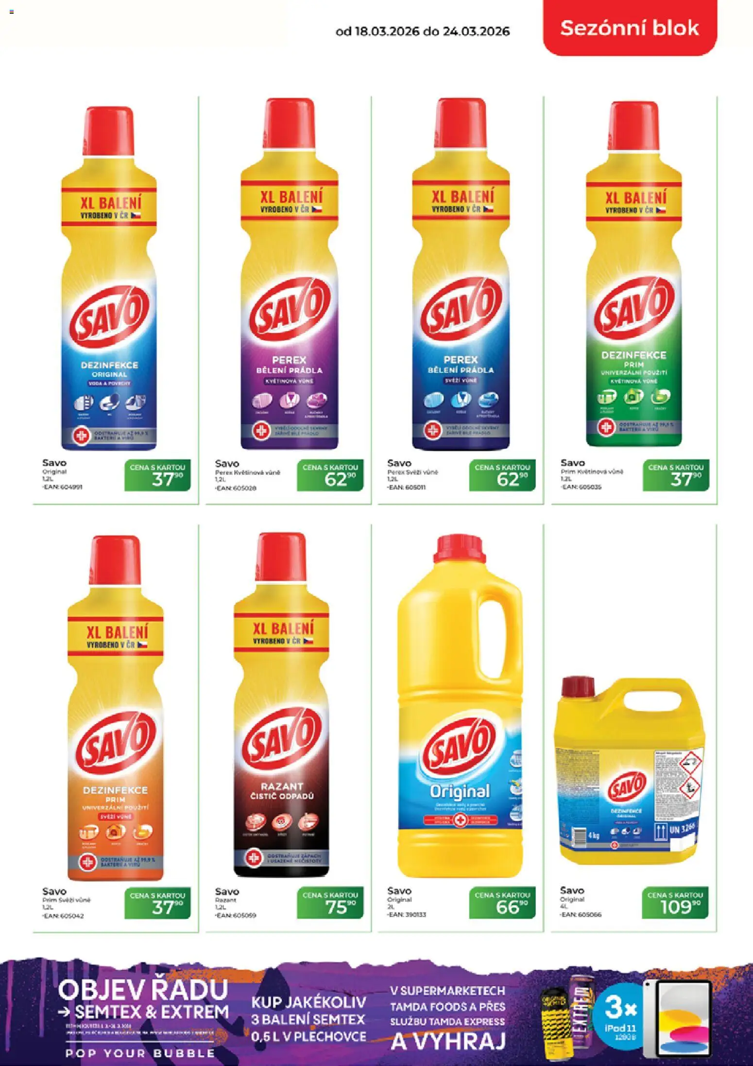 Tamda Foods leták od 18.03.2026 | Strana: 9 | Produkty: Savo, Blok, Čistič odpadů, Semtex