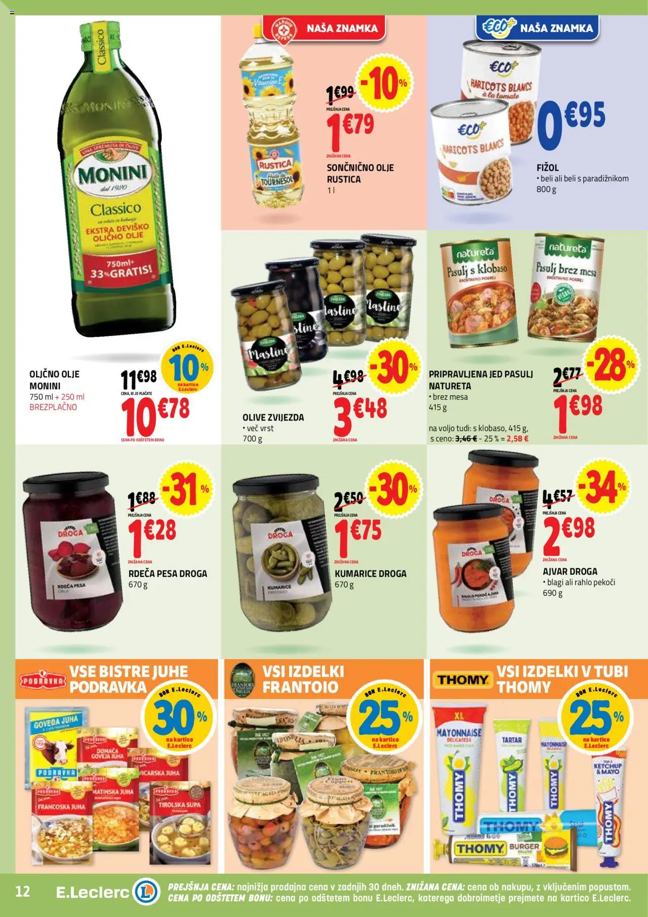 E.leclerc katalog │ velja od 06.08.2025 | Stran: 12 | Izdelki: Ajvar, Olive, Olje, Top doble cara