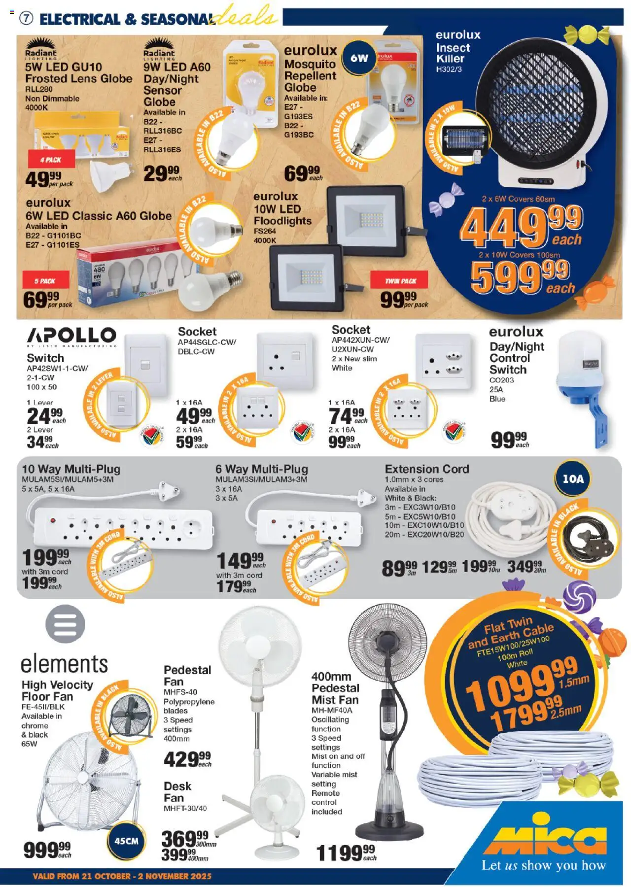New MICA catalogue – valid from 21.10.2025 | Page: 7 | Products: Cable, Fan, Remote, Peach