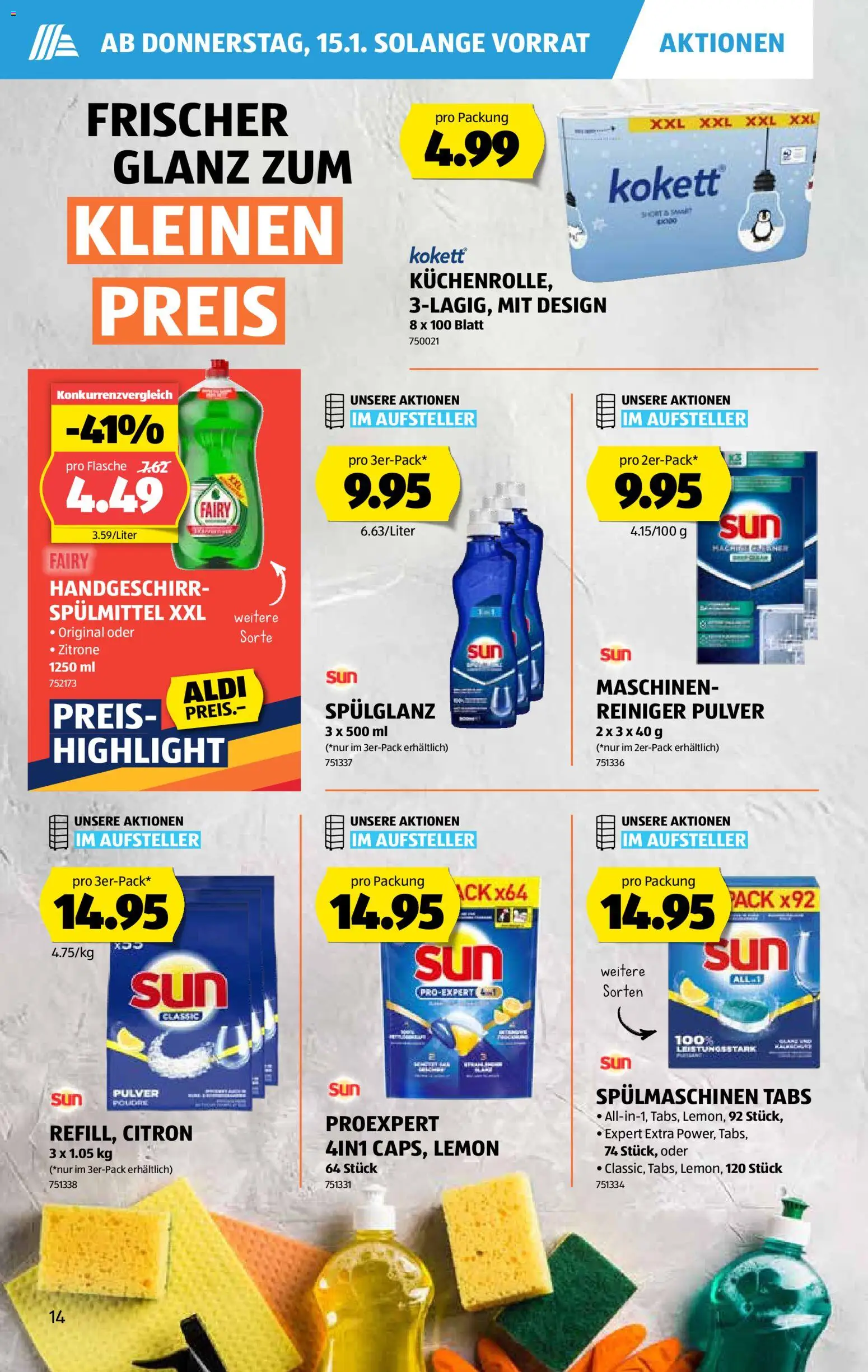 Aldi Aktionen – gültig ab 15.01.2026 | Seite: 15 | Produkte: Pulver, Spülmaschinen tabs, Zitrone