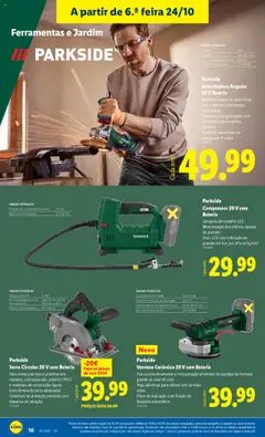 Pré-visualização Parkside Compressor 20 V sem Bateria, Lâmpada de trabalho LED. Memorização dos últimos ajustes de pressão. Visor LCD com indicação de pressão em bar, psi, kPa ou kg/cm² válido de 20.10.2025 | Página: 10