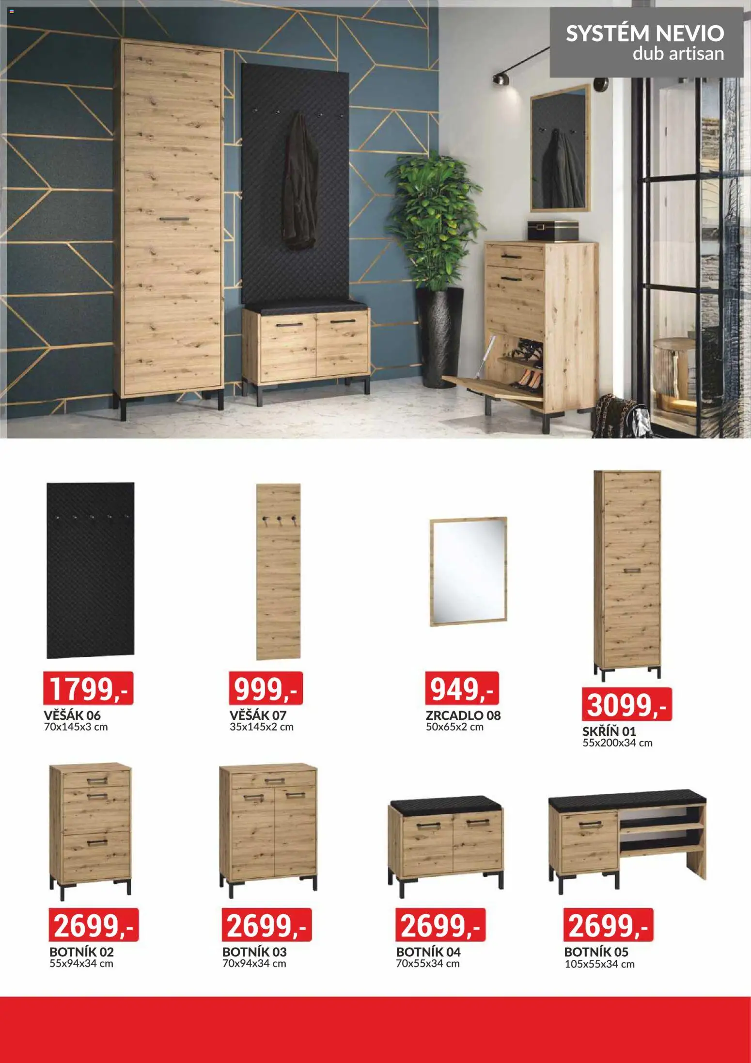 BAUMAX leták - Zařiďte si bydlení od 01.01.2026 | Strana: 52 | Produkty: Zrcadlo, Botník, Věšák, Skříň