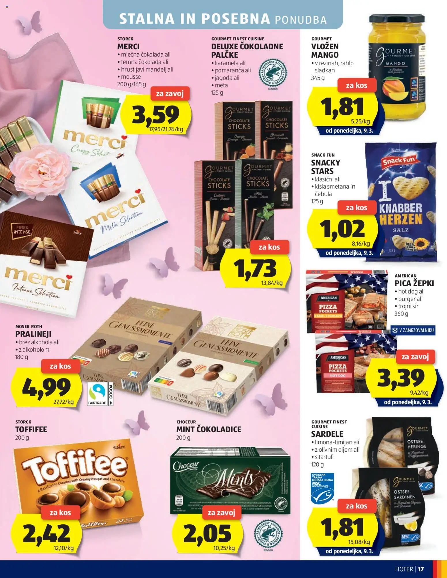 Novi Hofer katalog ponudbe – veljaven od 04.03.2026 | Stran: 17 | Izdelki: Cokolada, Pica, Kisla smetana, Cebula