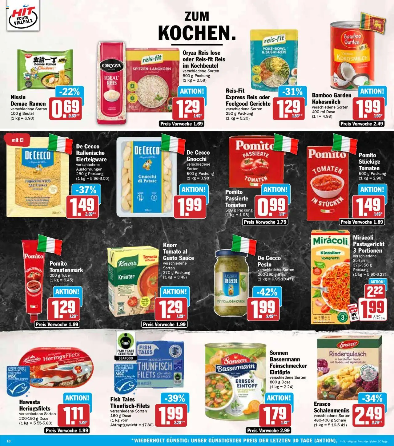 HIT - Nordrhein-Westfalen – gültig ab 13.10.2025 | Seite: 10 | Produkte: Rindergulasch, Thunfisch, Nudeln, Erbsen
