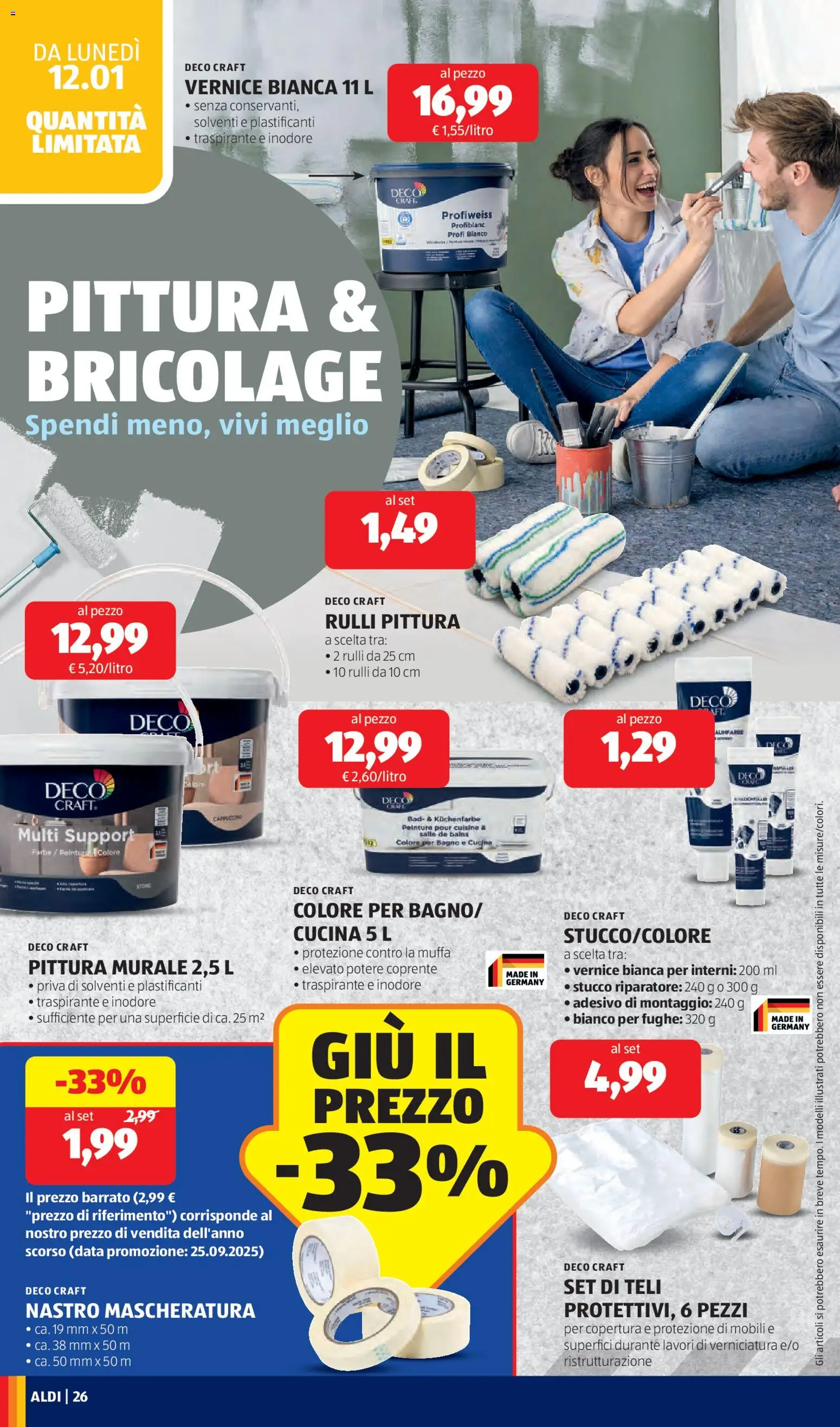 Volantino Aldi del 12.01.2026 | Pagina: 26 | Prodotti: Data, Pittura, Stucco, Bagno