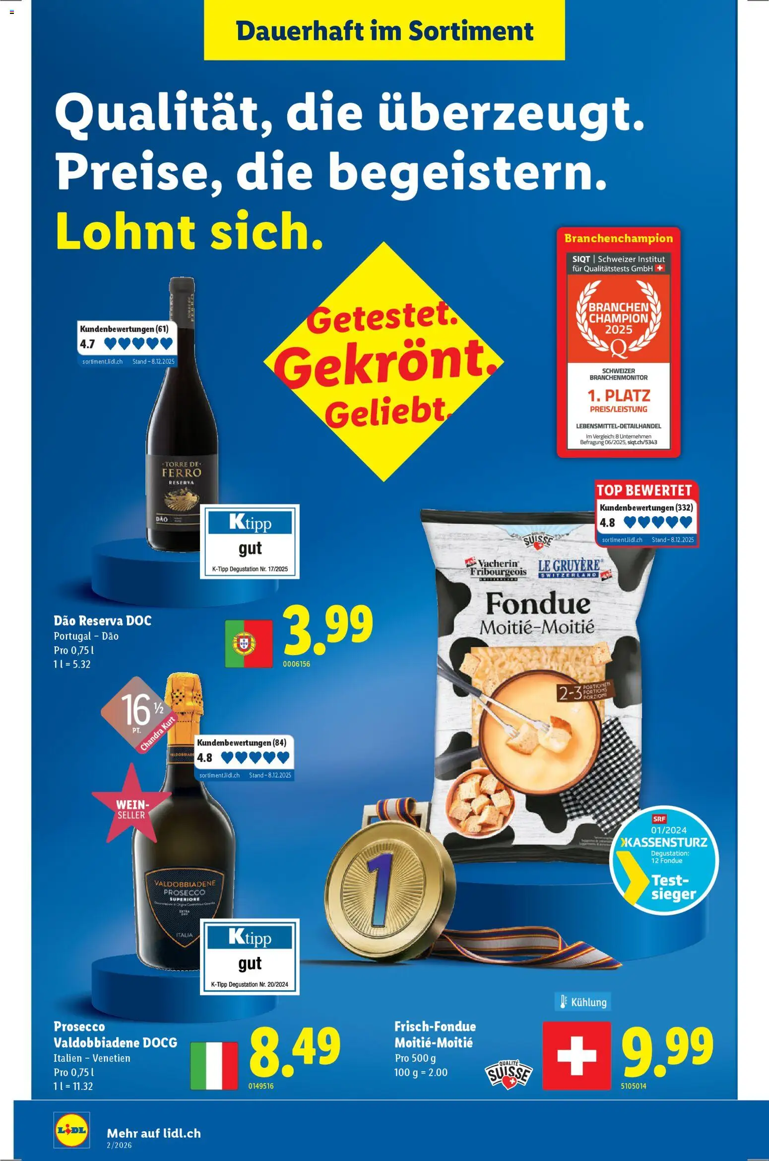 Lidl Aktionen – gültig ab 08.01.2026 | Seite: 12 | Produkte: Wein, Fondue, Top