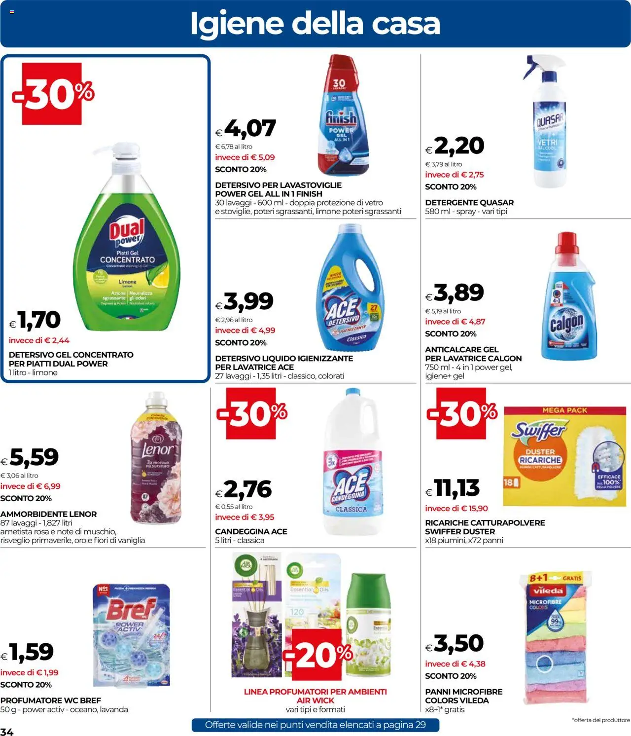 Volantino COOP del 14.08.2025 | Pagina: 34 | Prodotti: Ammorbidente, Detersivo per lavastoviglie, Anticalcare, WC