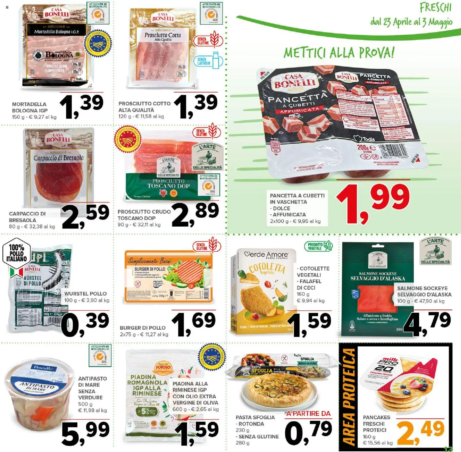 Volantino Todis del 23.04.2026 | Pagina: 13 | Prodotti: Prosciutto Cotto, Pollo, Forno, Amaro