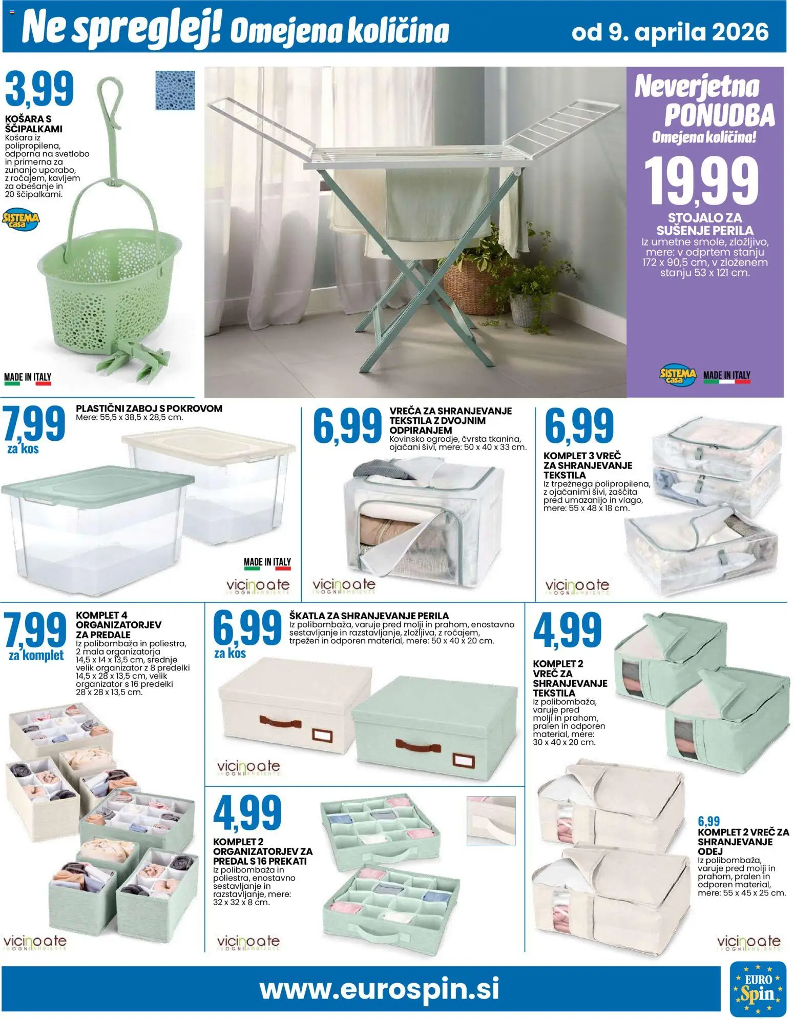 Novi Eurospin katalog ponudbe – veljaven od 09.04.2026 | Stran: 15 | Izdelki: Košara, Skatla, Kos, Zaboj