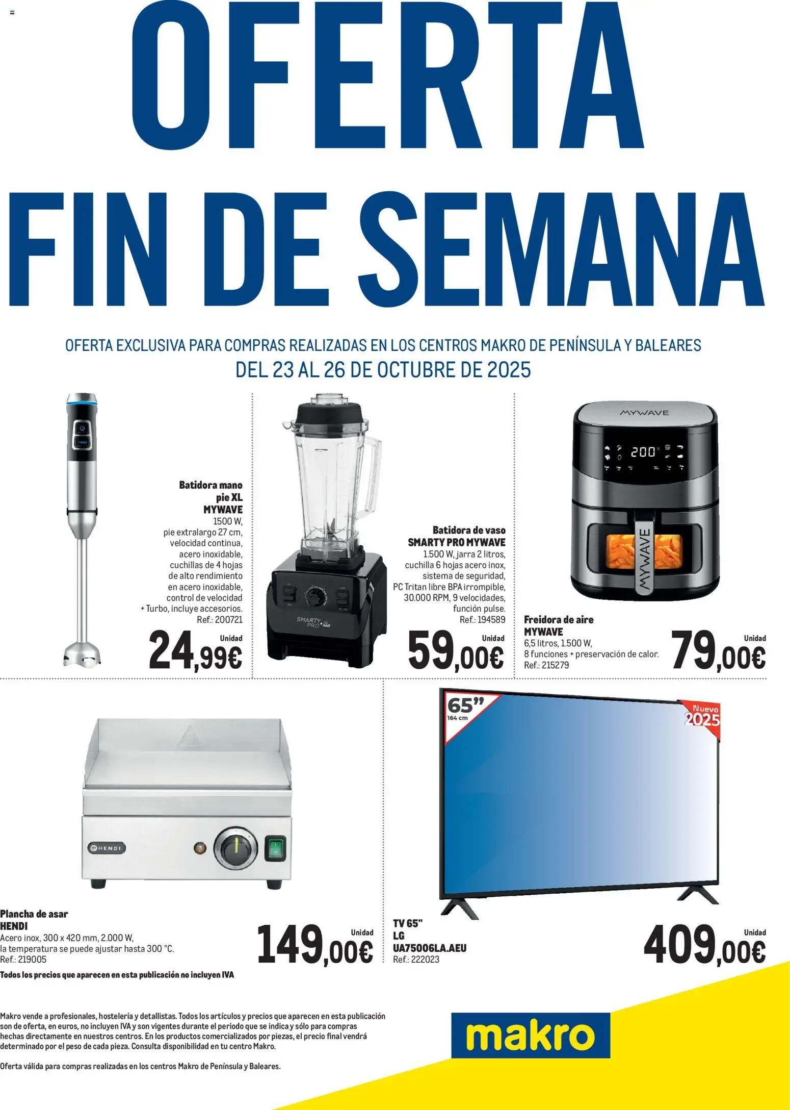Makro - Oferta Fin de semana Península │ válido desde el 23.10.2025 | Página: 1 | Productos: PC, Peso, Plancha de asar, Batidora