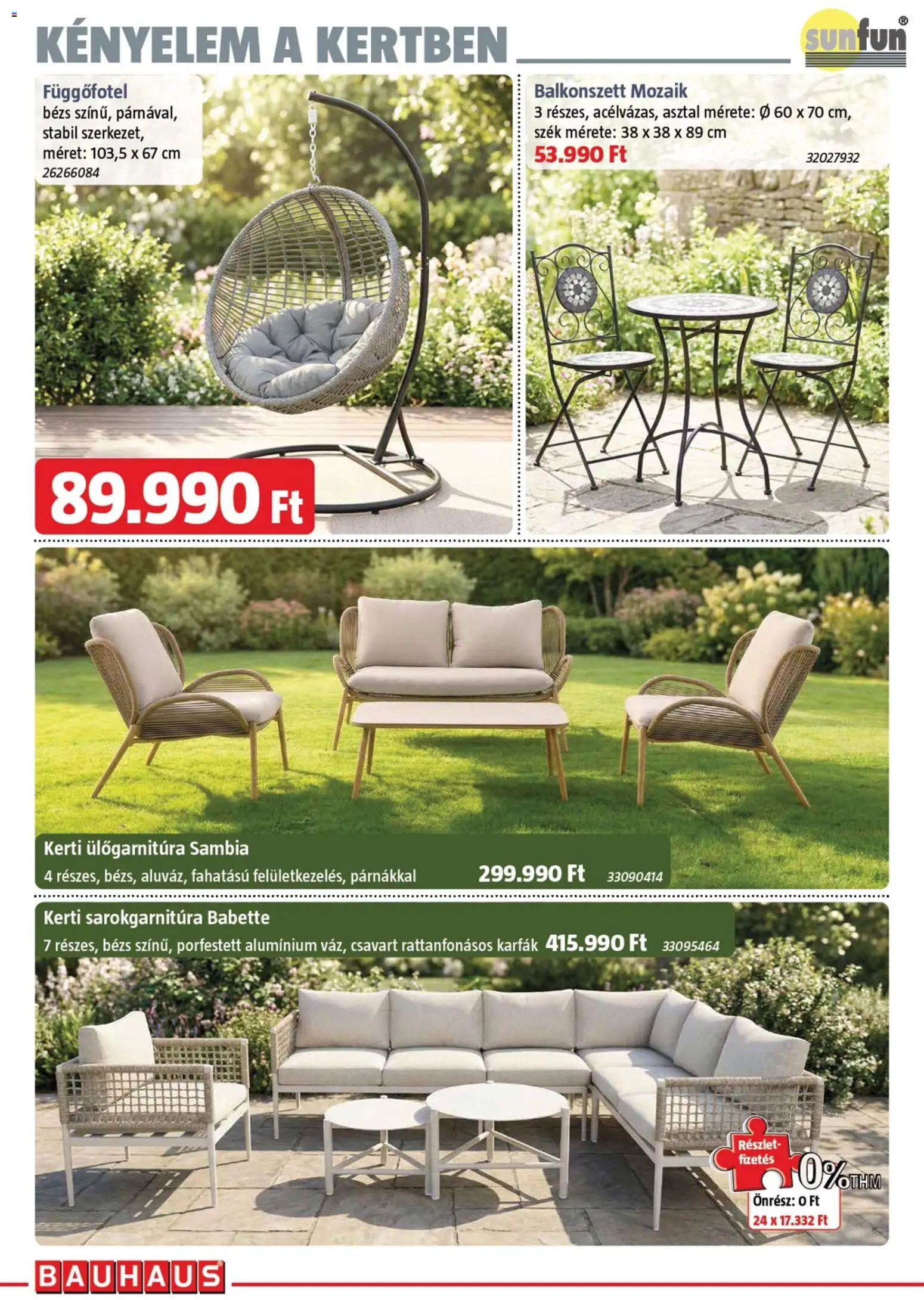 Bauhaus akciós ujság - amely érvényes a következő dátumtól: 02.04.2026 | Oldal: 6 | Termékek: Függőfotel, Asztal, Szék