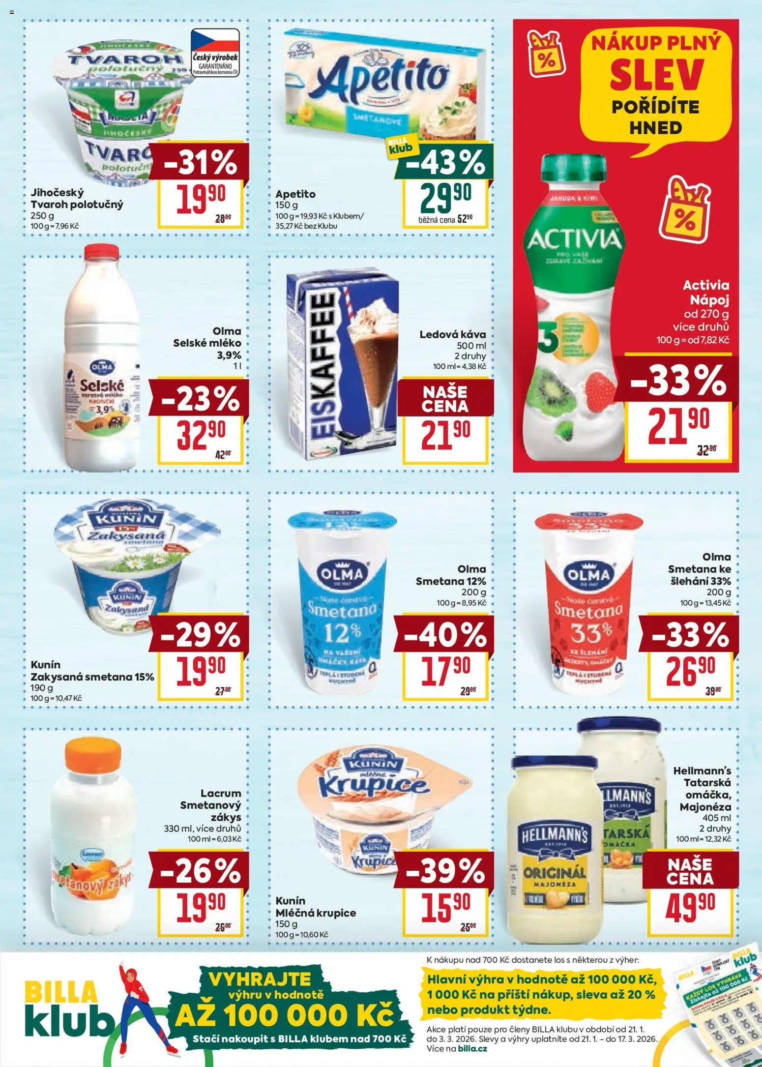 Billa Velký leták od 21.01.2026 | Strana: 19 | Produkty: Mléko, Tvaroh, Hellmann's, Zakysaná smetana