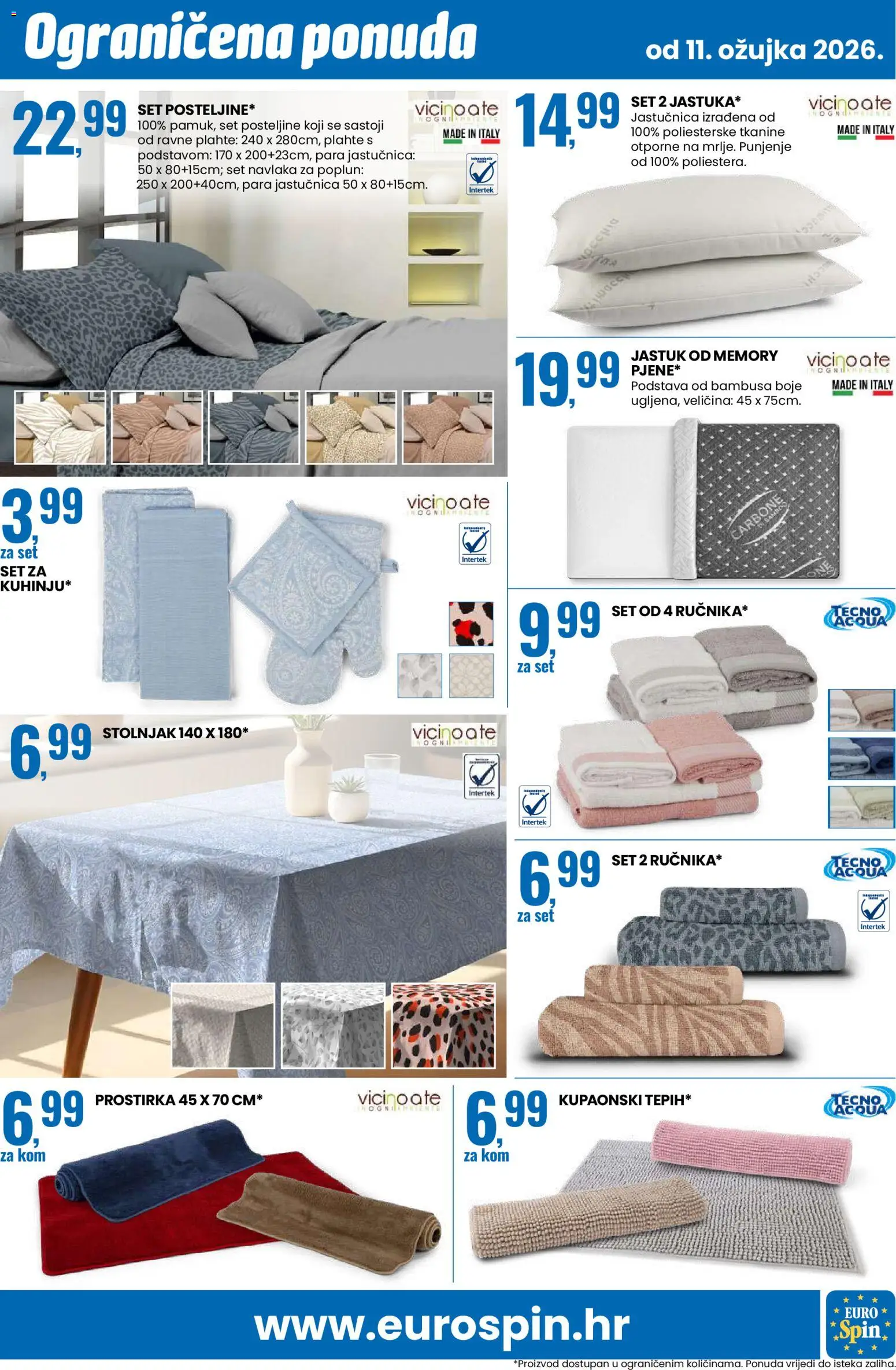 Eurospin katalog | vrijedi od 11.03.2026 | Stranica: 17 | Proizvodi: Jastuk, Stolnjak, Jastučnica, Poplun