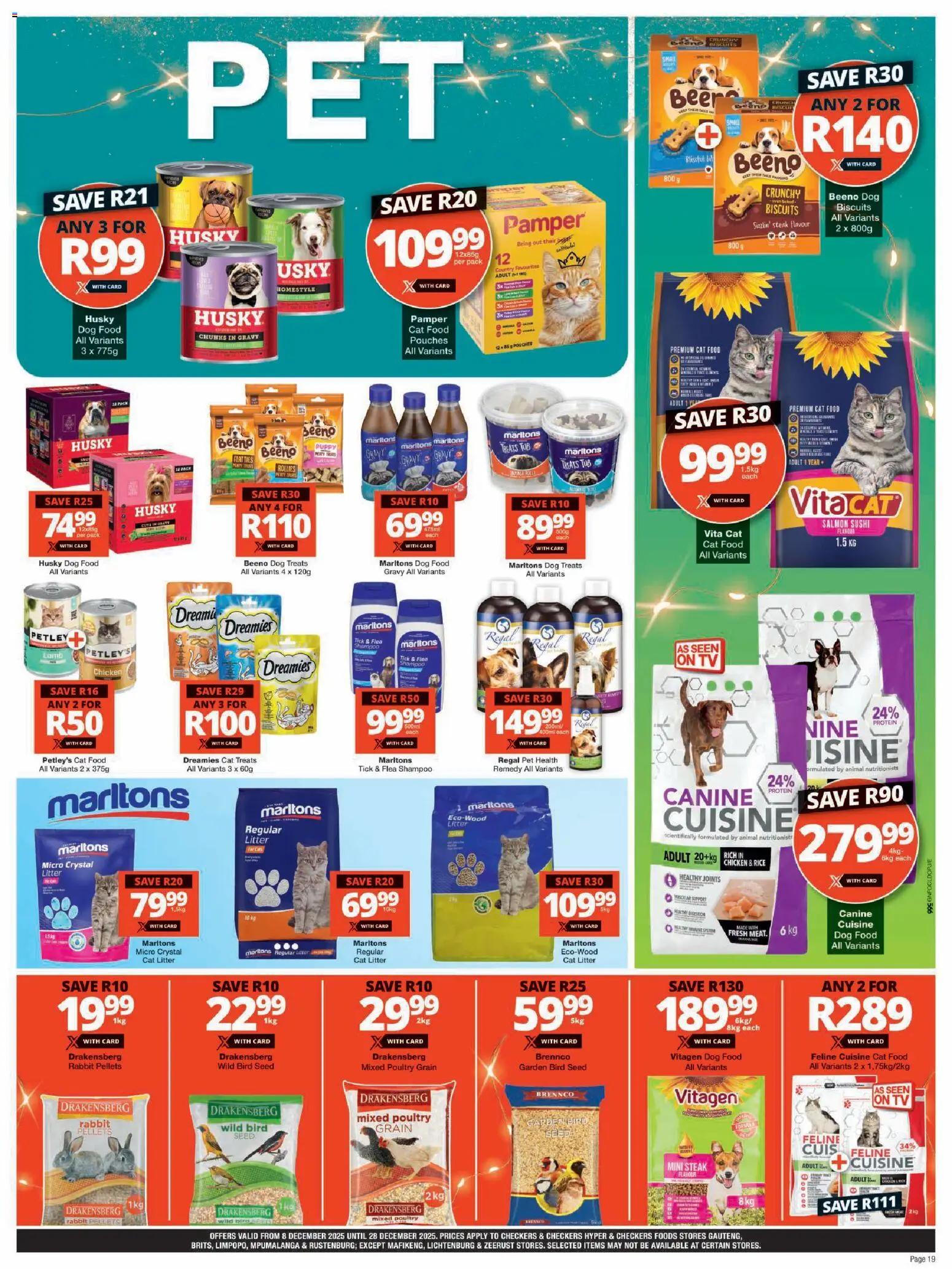 New Checkers catalogue – valid from 08.12.2025 | Page: 19 | Products: Steak, Detergente líquido, Cat food, Dog food